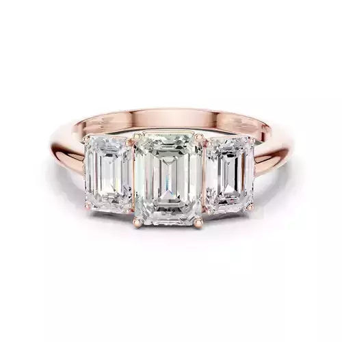 Three Stone Emerald Diamond Engagement Woman Ring 3DM STL Video