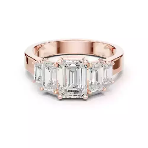 Five Stone Emerald Diamond Engagement Wedding Ring 3DM STL Video