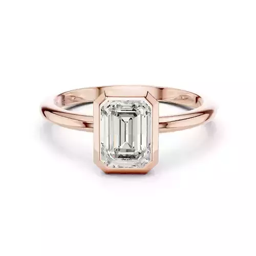 1CT Solitaire Emerald Cut Bezel Set Engagement Ring File Video 3D print model