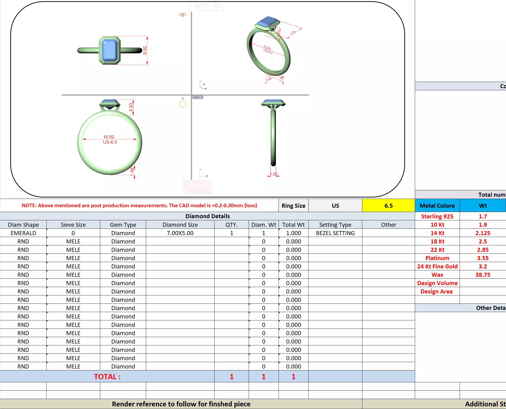 1CT Solitaire Emerald Cut Bezel Set Engagement Ring File Video 3D print model_16