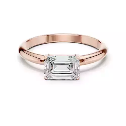 Solitaire 1CT East West Emerald Cut Engagement Ring File Video