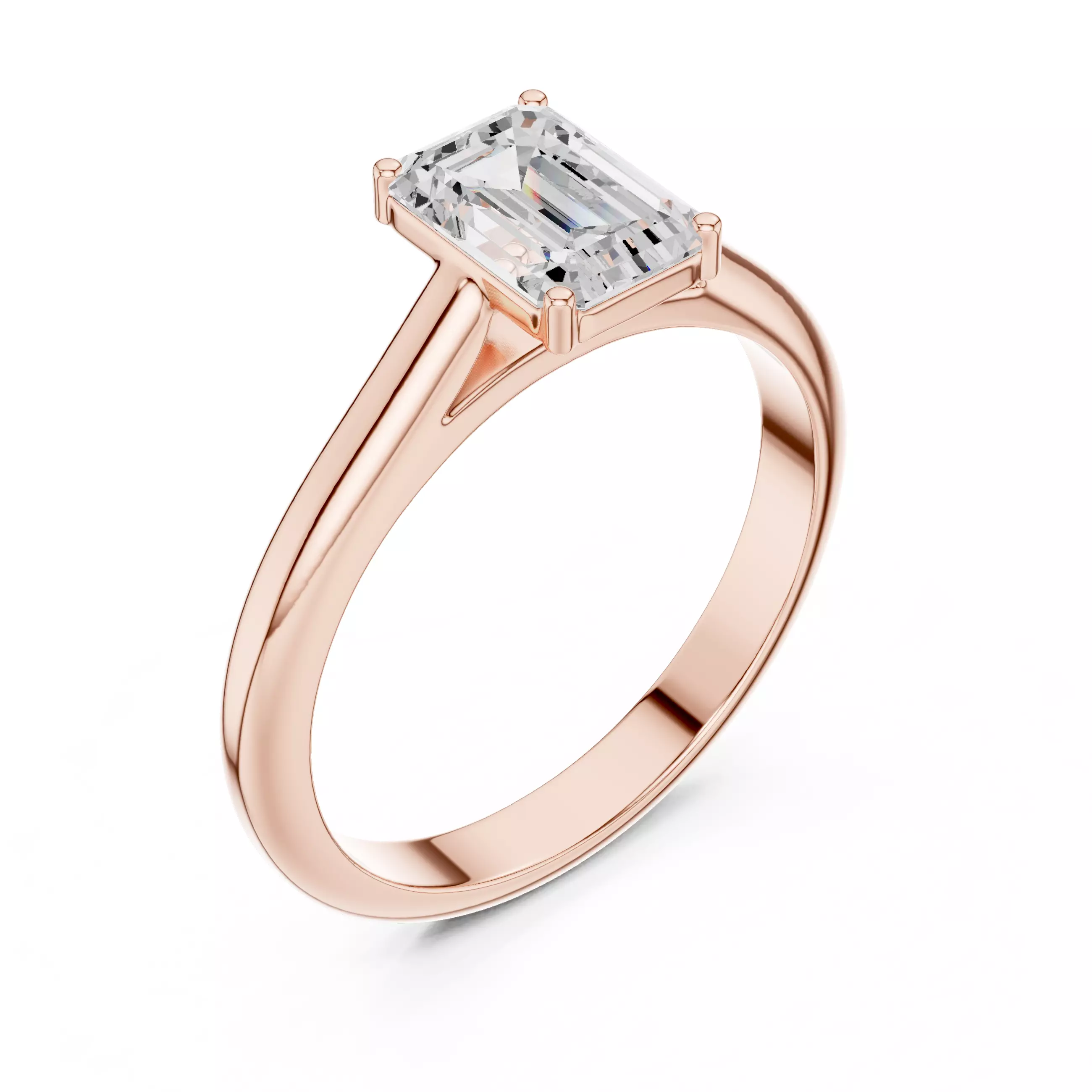 1CT Solitaire Emerald Cut Cathedral Set Woman Ring 3DM STL Video 3D print model_4