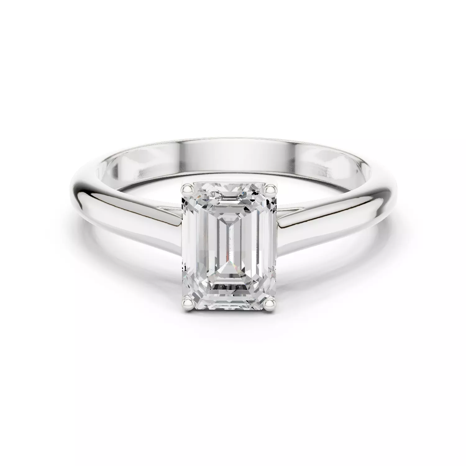 1CT Solitaire Emerald Cut Cathedral Set Woman Ring 3DM STL Video 3D print model_1