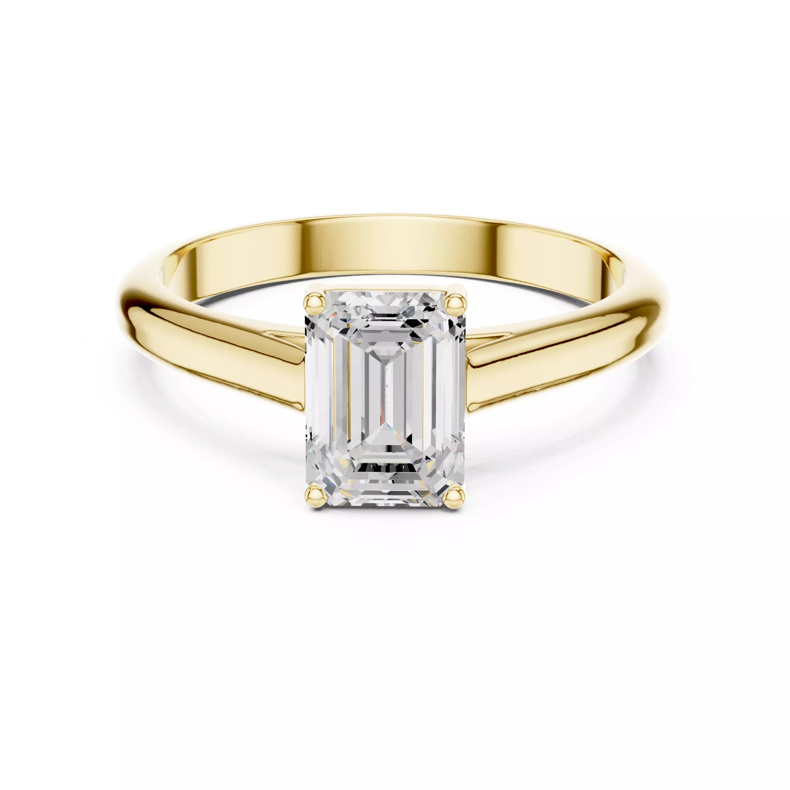 1CT Solitaire Emerald Cut Cathedral Set Woman Ring 3DM STL Video 3D print model_10