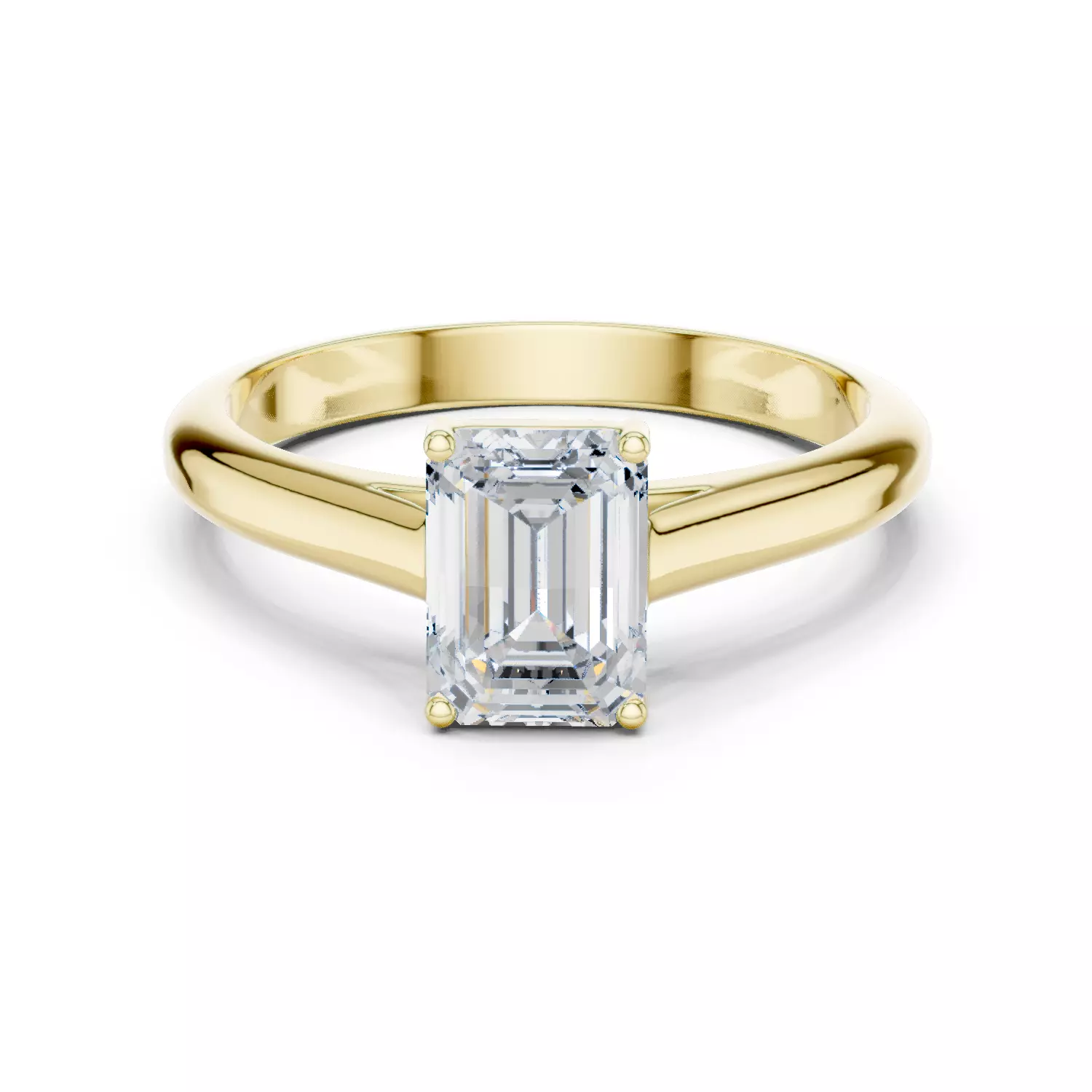 1CT Solitaire Emerald Cut Cathedral Set Woman Ring 3DM STL Video 3D print model_2