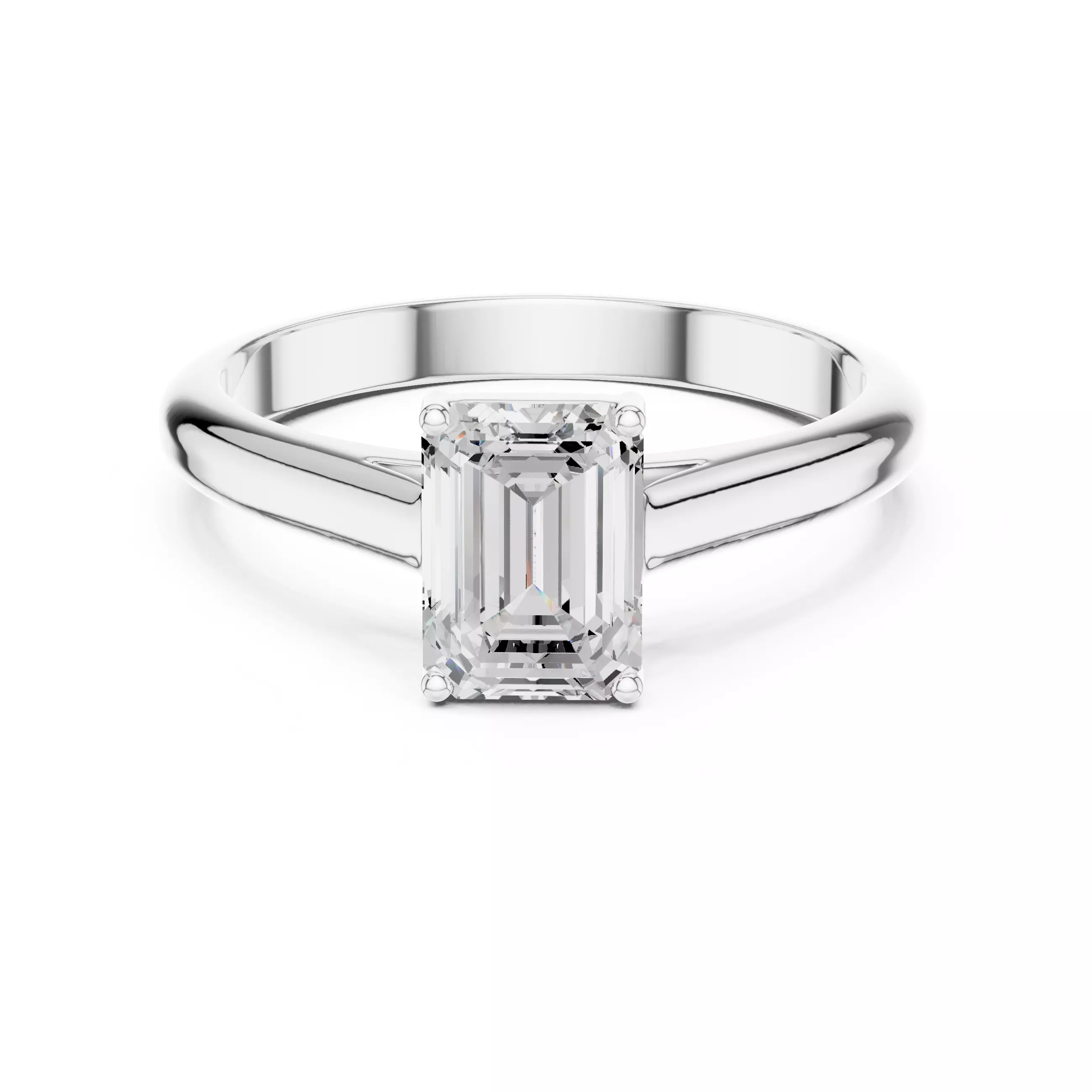 1CT Solitaire Emerald Cut Cathedral Set Woman Ring 3DM STL Video 3D print model_14