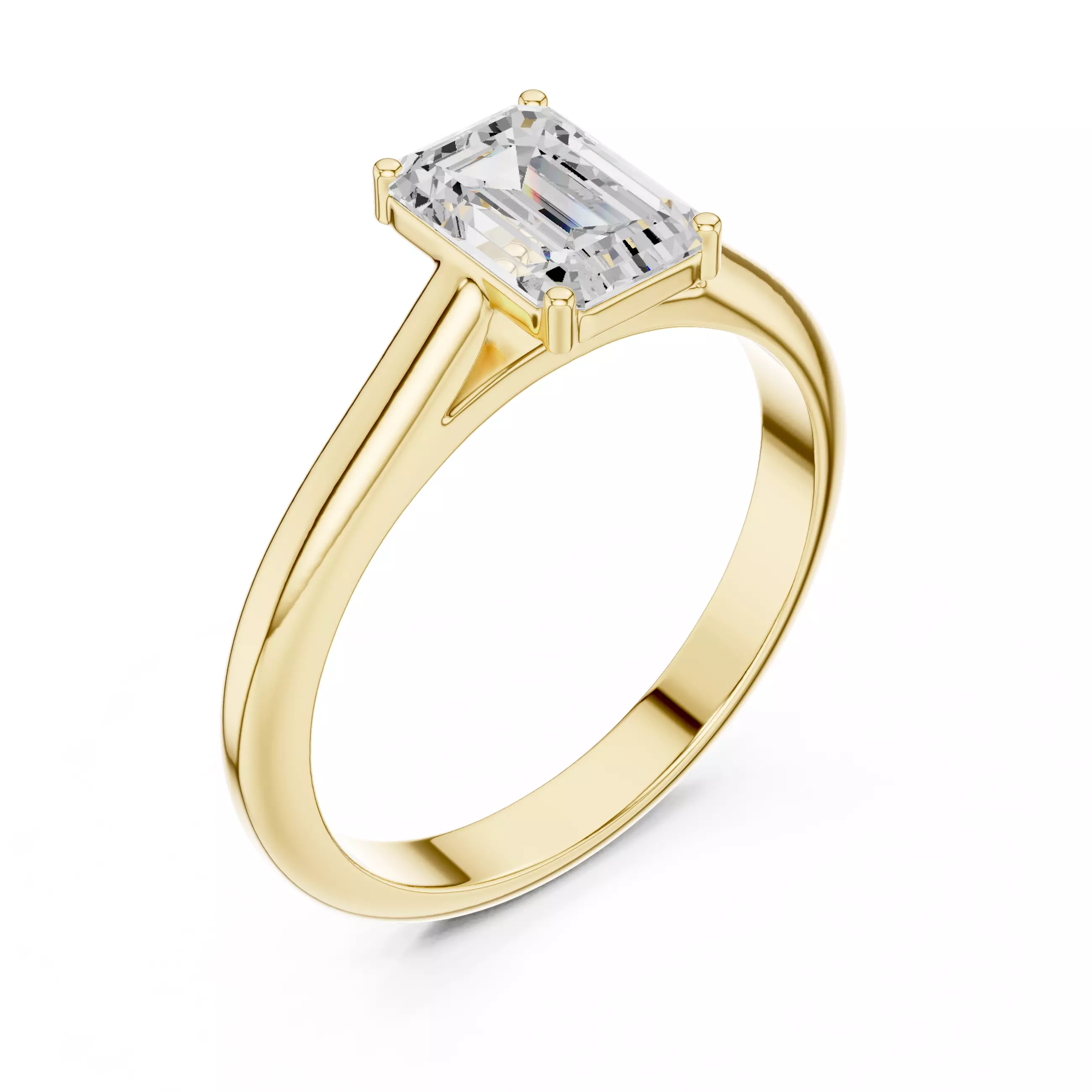 1CT Solitaire Emerald Cut Cathedral Set Woman Ring 3DM STL Video 3D print model_8