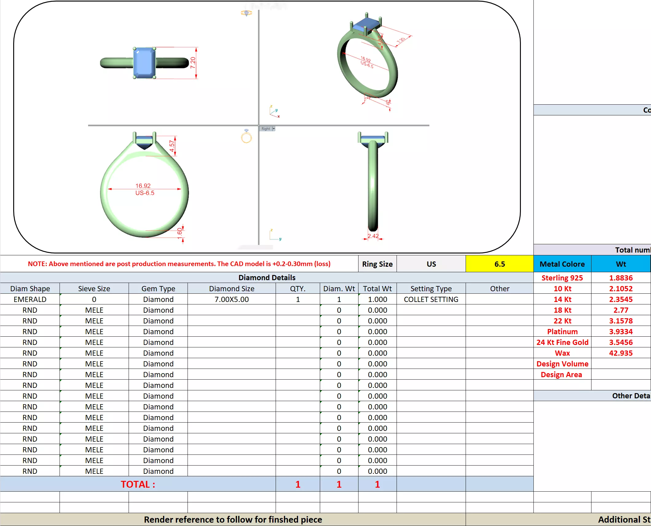 1CT Solitaire Emerald Cut Cathedral Set Woman Ring 3DM STL Video 3D print model_16