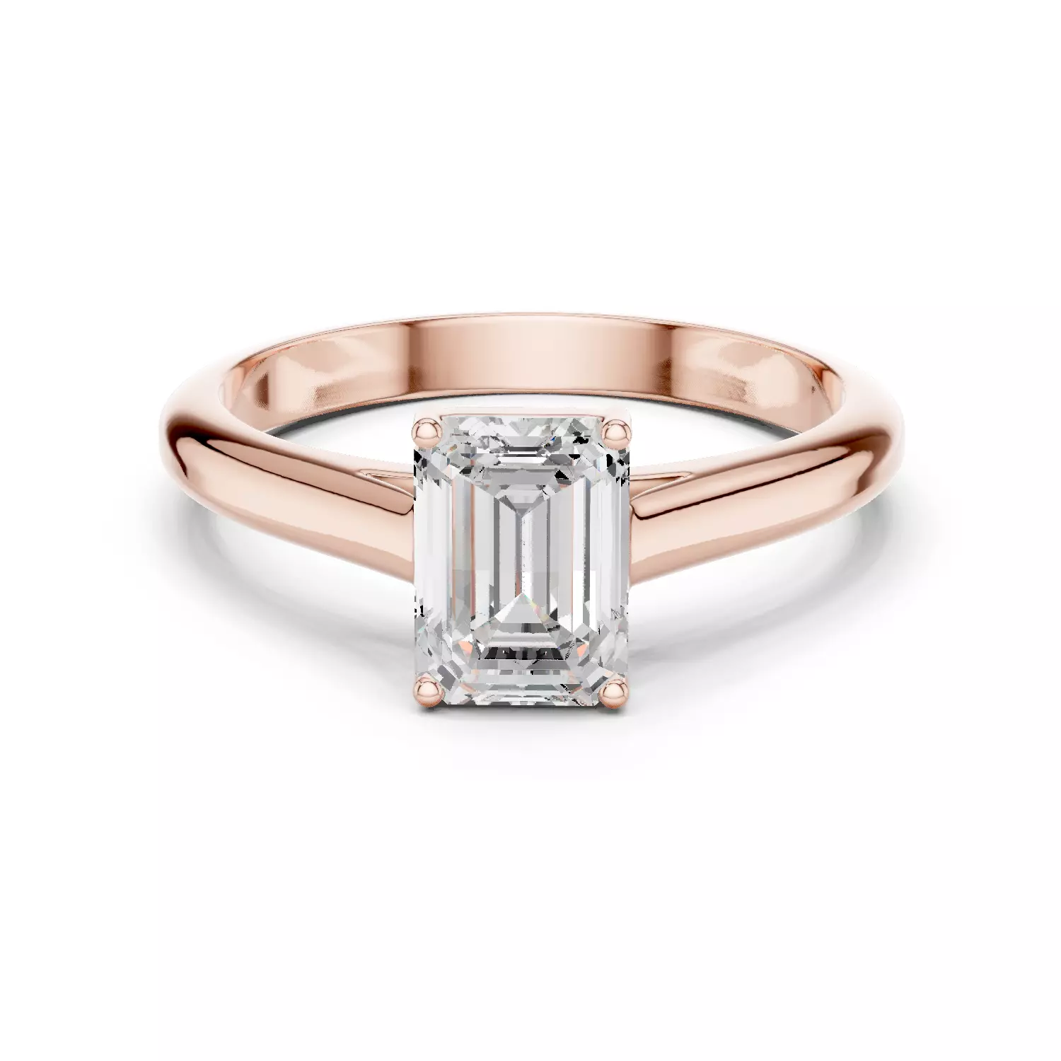 1CT Solitaire Emerald Cut Cathedral Set Woman Ring 3DM STL Video 3D print model_0