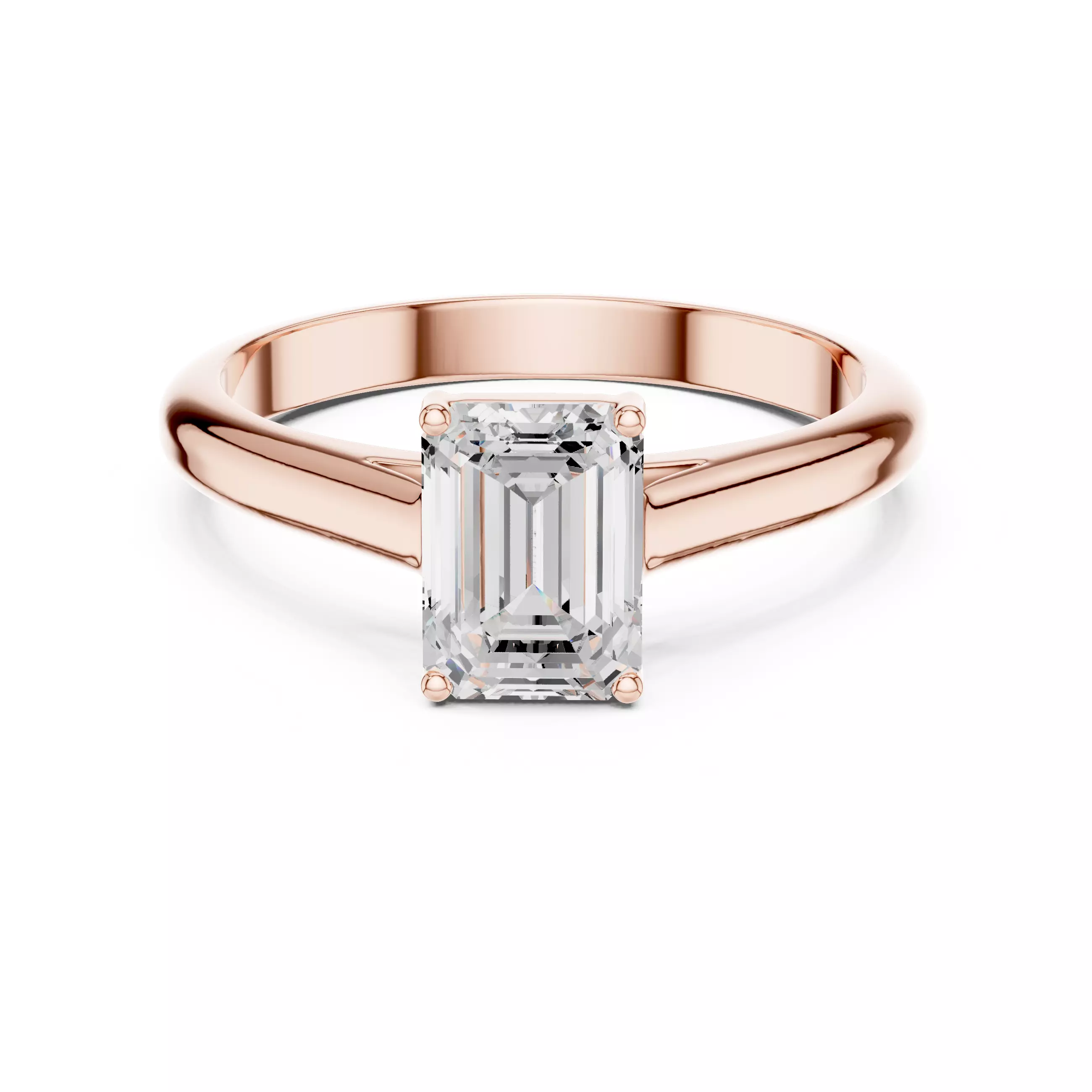 1CT Solitaire Emerald Cut Cathedral Set Woman Ring 3DM STL Video 3D print model_6