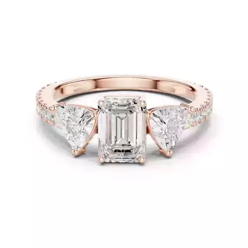 Emerald and Trillion Cut Engagement Wedding Ring 3DM STL Video 3D print model