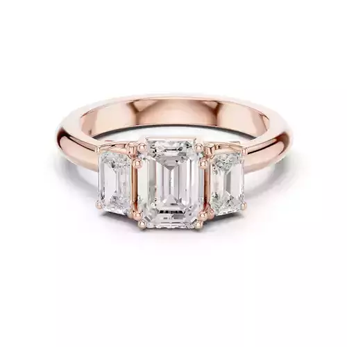 Three Stone Emerald Cut Diamond Engagement Ring 3DM STL Video
