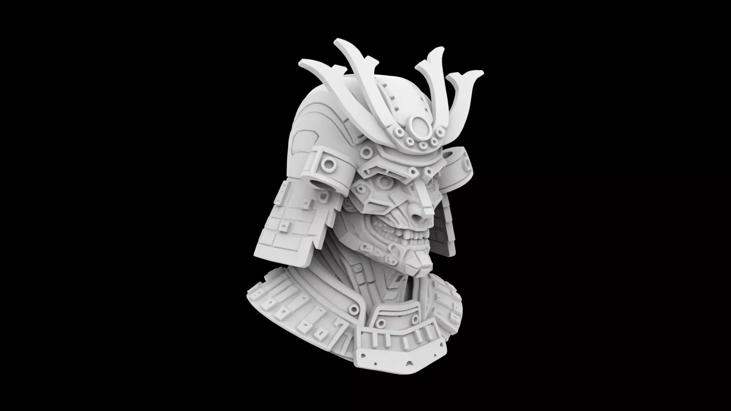 Samurai Cyborg Bust 3D Print Model 3D print model