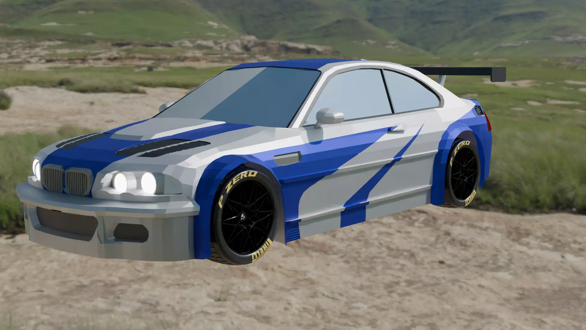 low poly sport car Low-poly 3D model_0