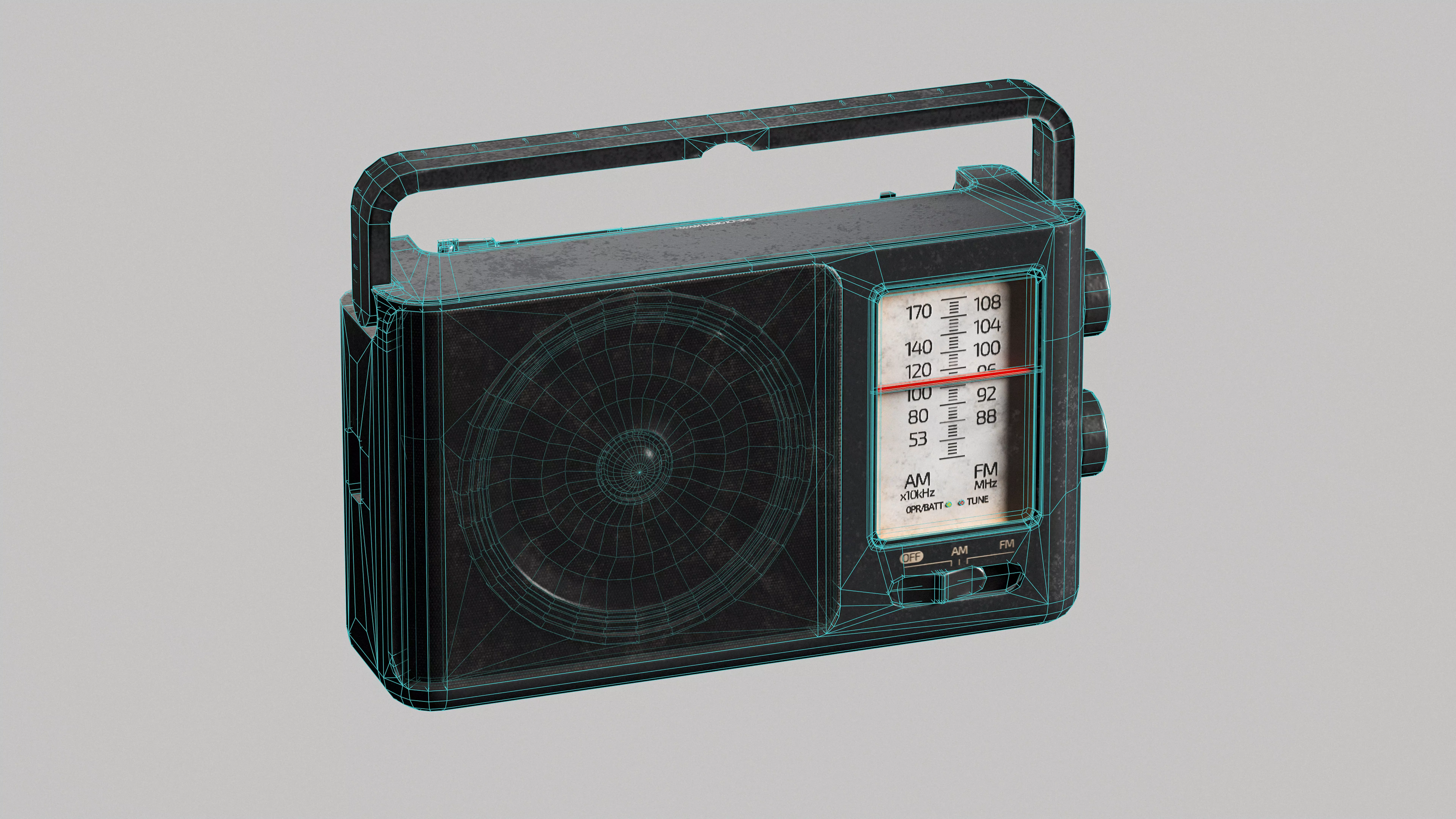 Retro radio - heavy-duty Low-poly 3D model_5