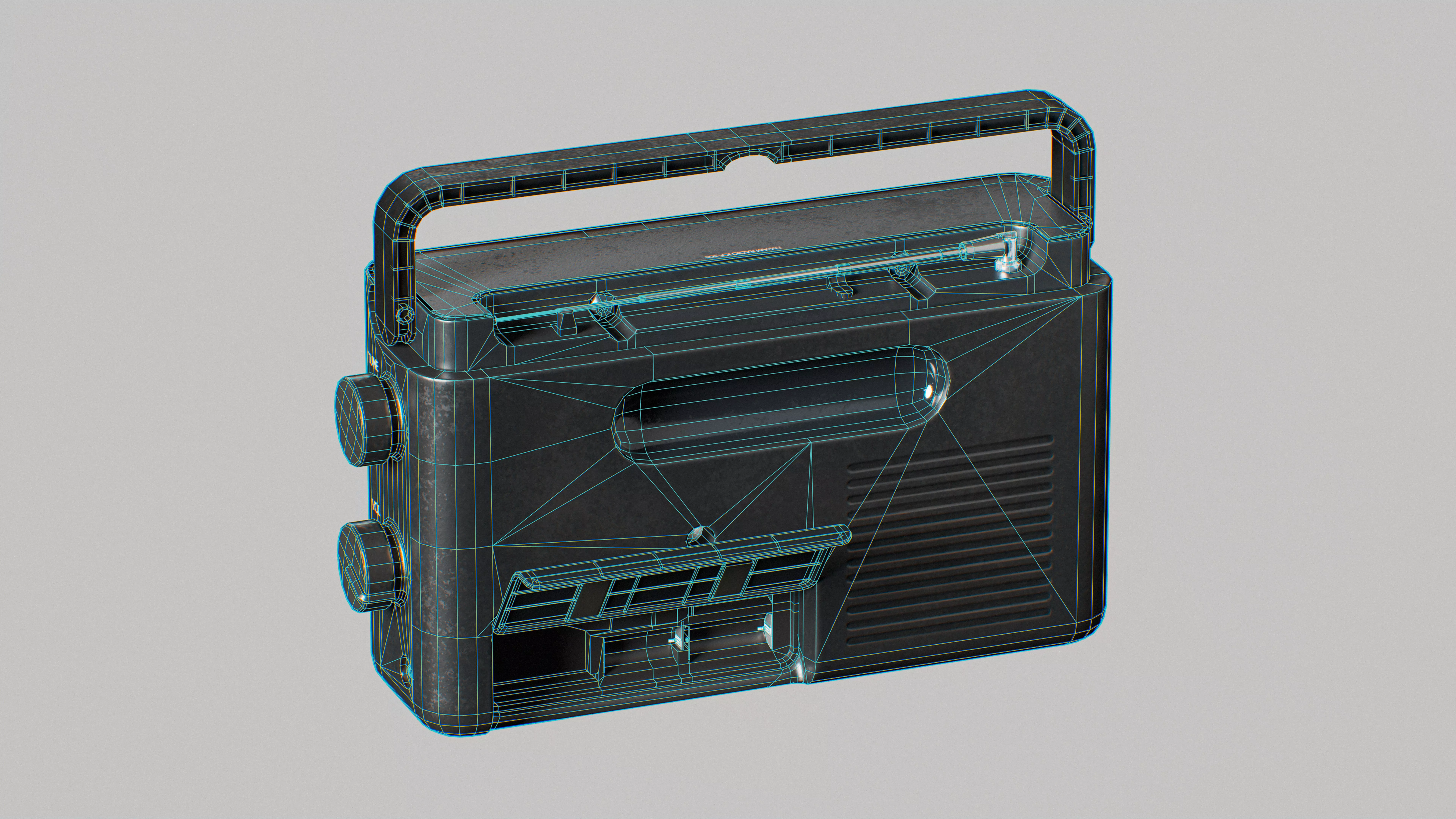 Retro radio - heavy-duty Low-poly 3D model_6