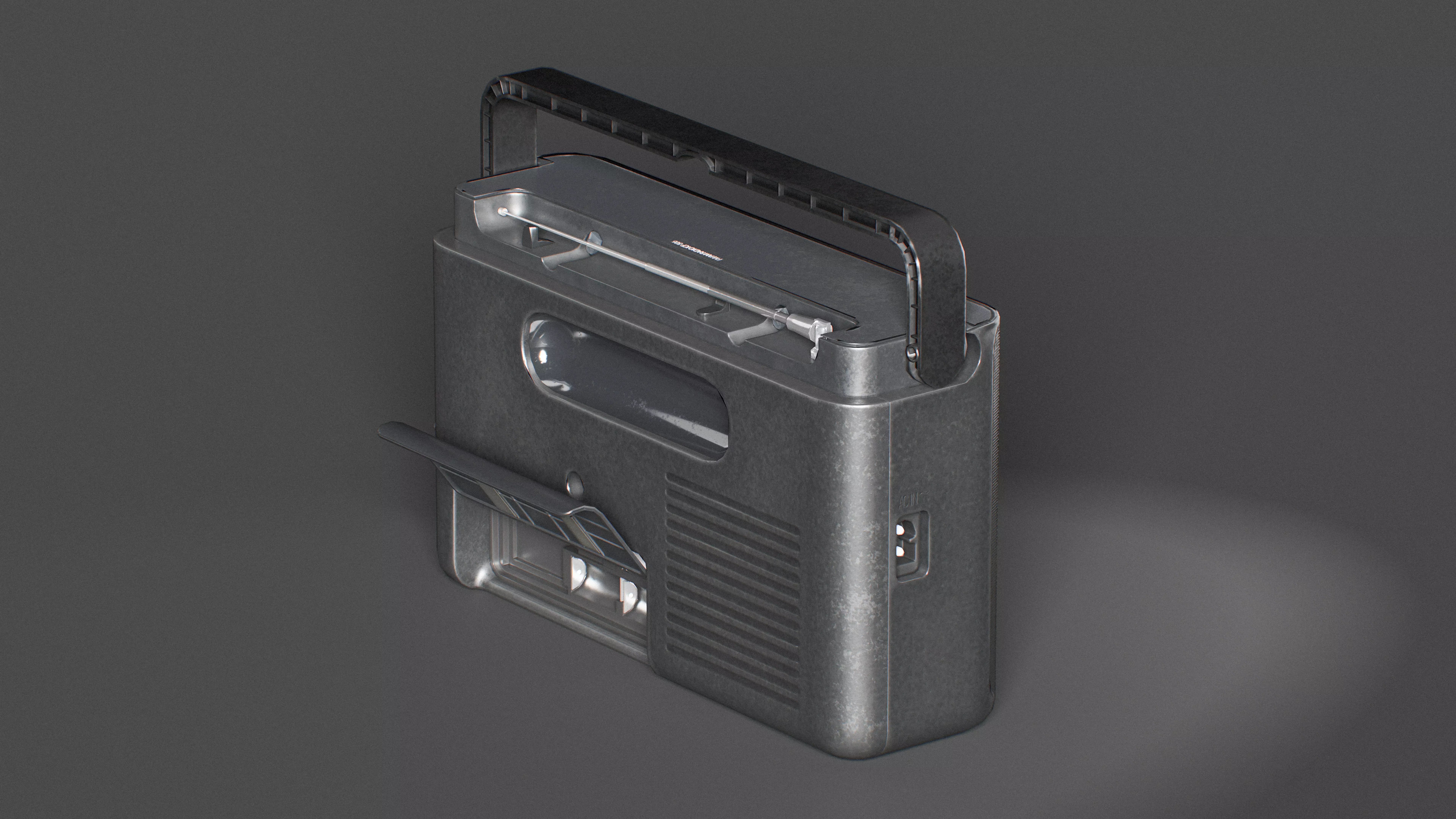 Retro radio - heavy-duty Low-poly 3D model_13