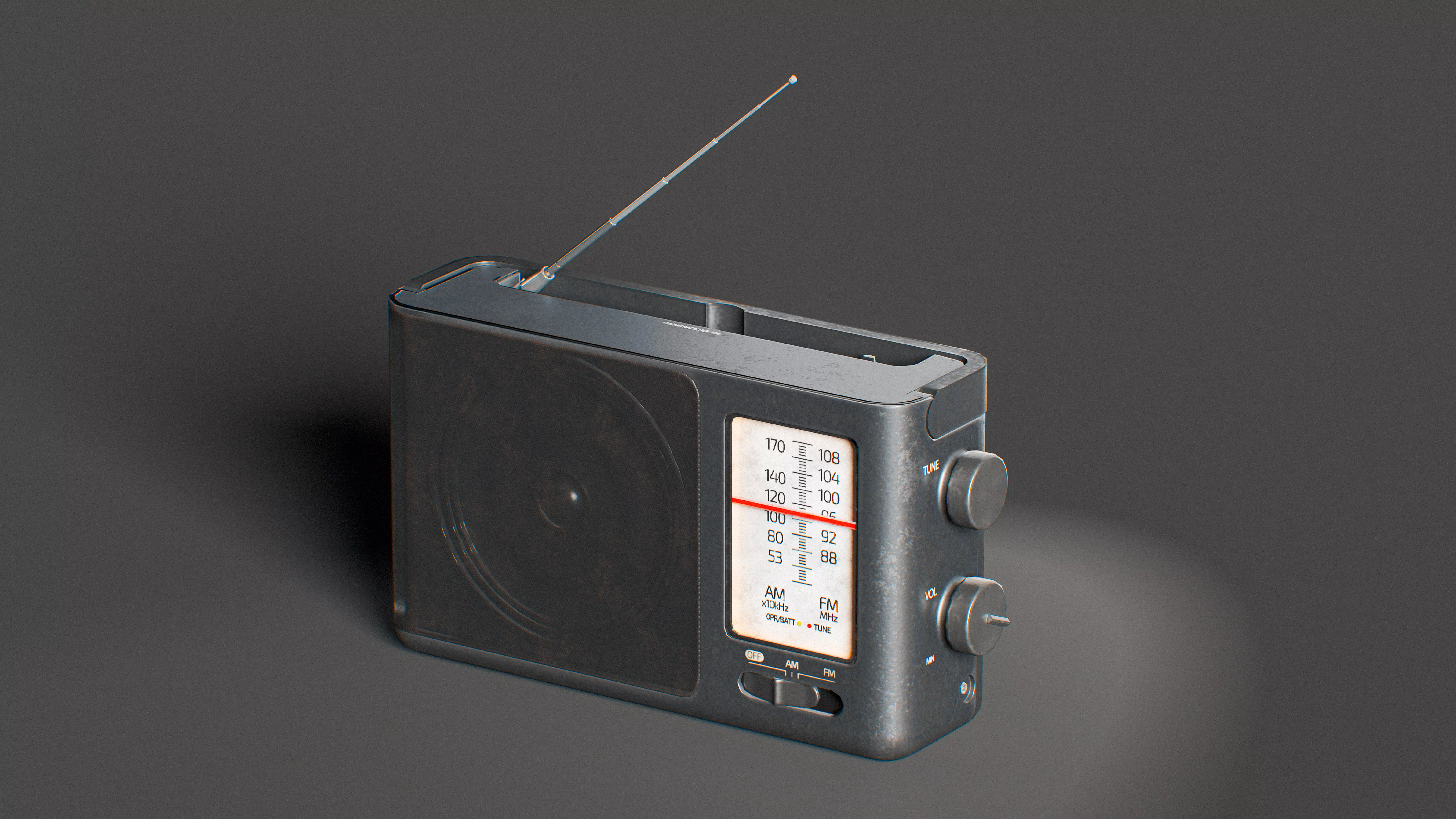 Retro radio - heavy-duty Low-poly 3D model_11