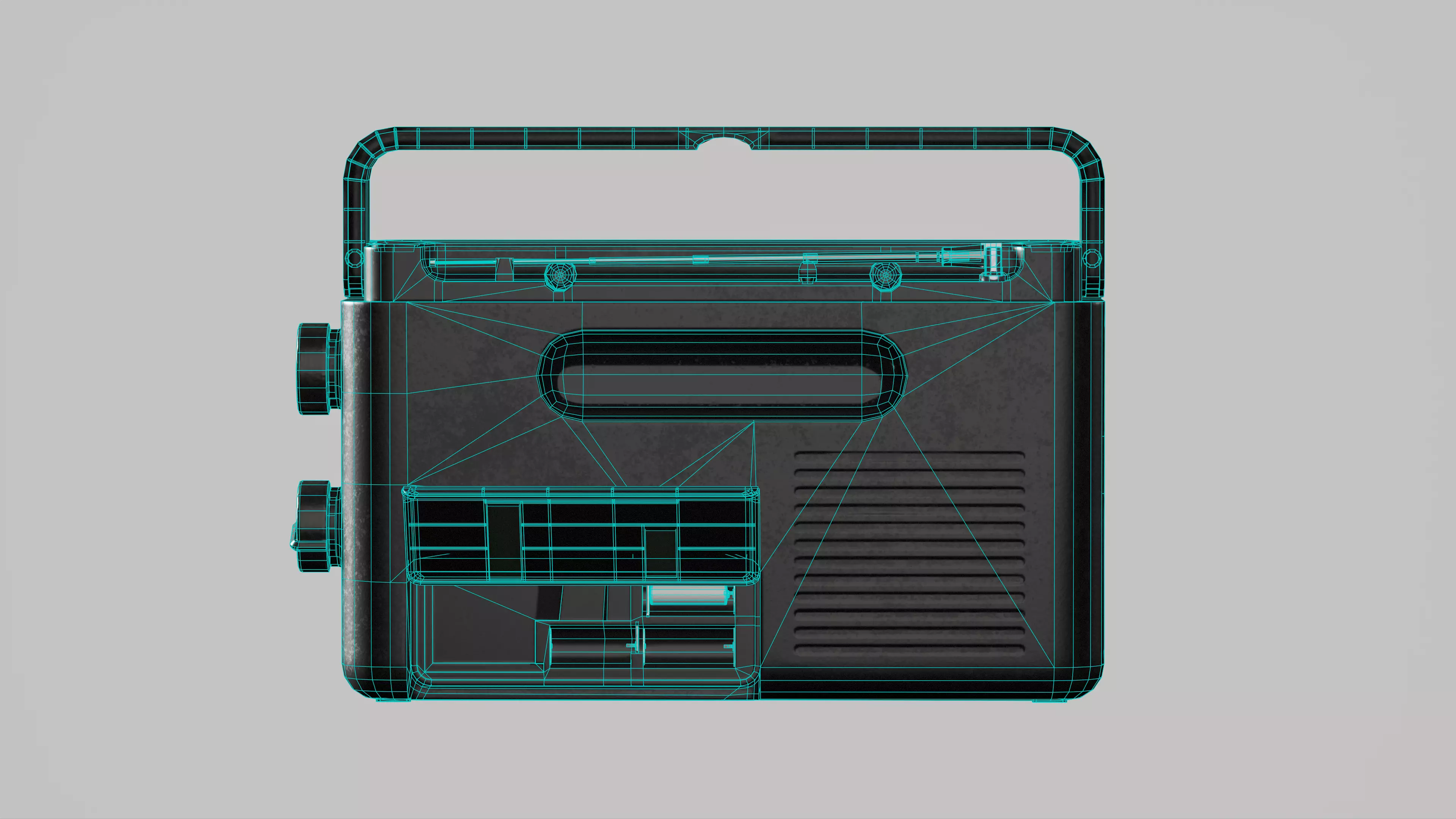 Retro radio - heavy-duty Low-poly 3D model_10