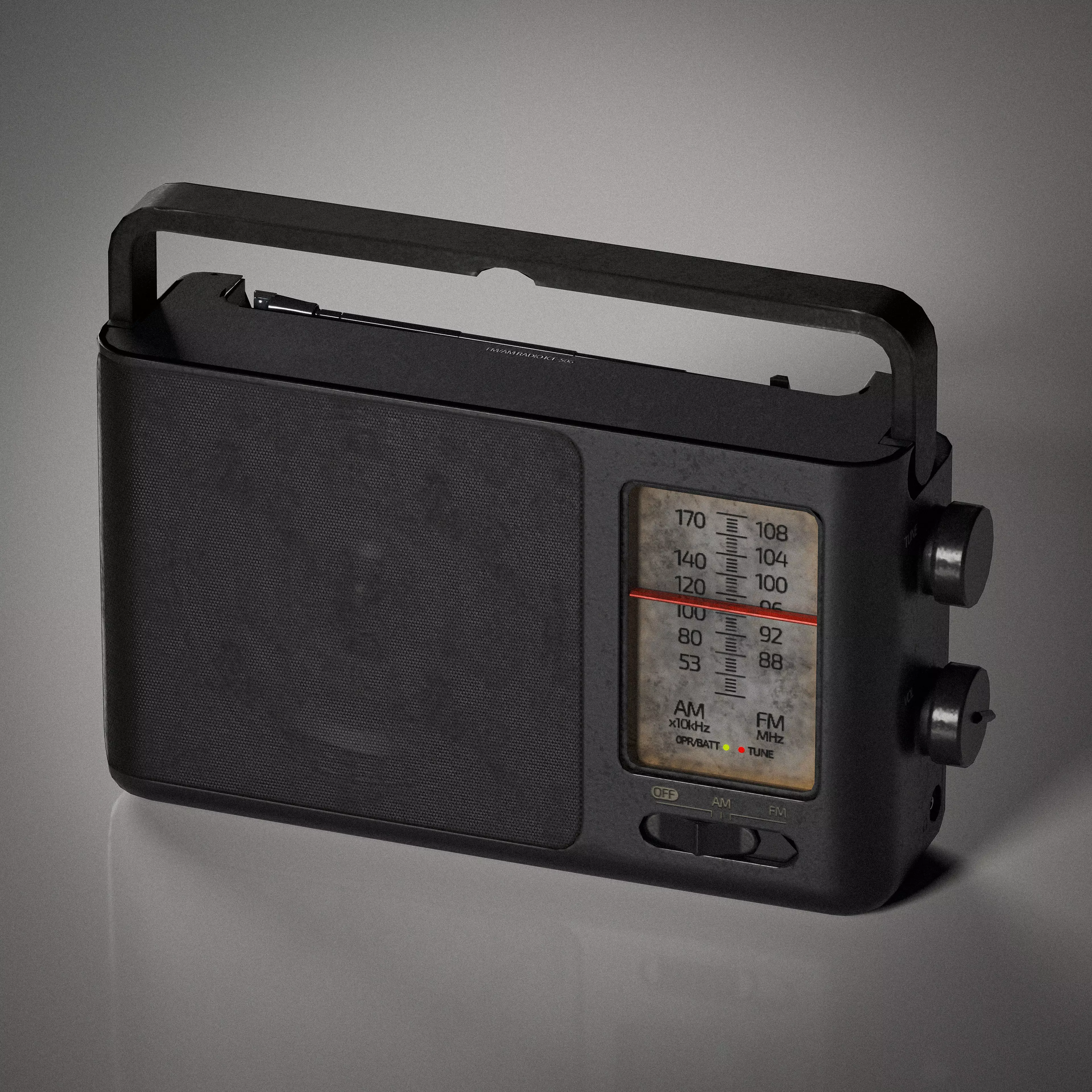 Retro radio - heavy-duty Low-poly 3D model_0