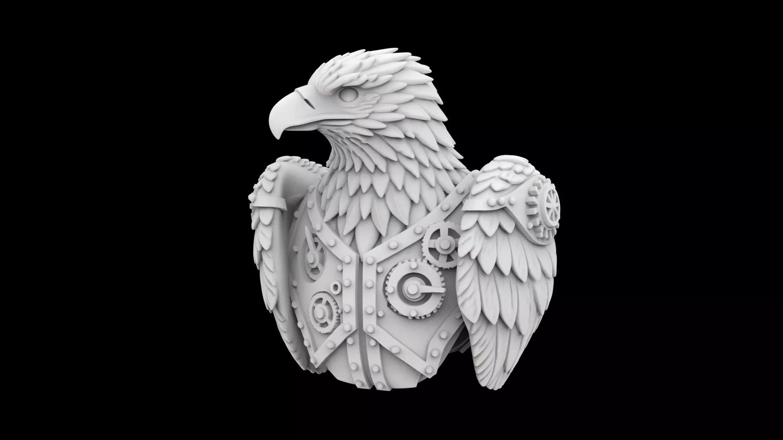 Steampunk Eagle Bust 3D Print Model 3D print model_1