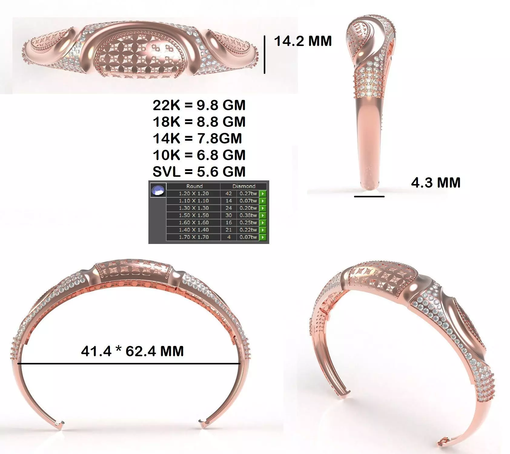 Art Deco Bracelet 47 3D print model_5