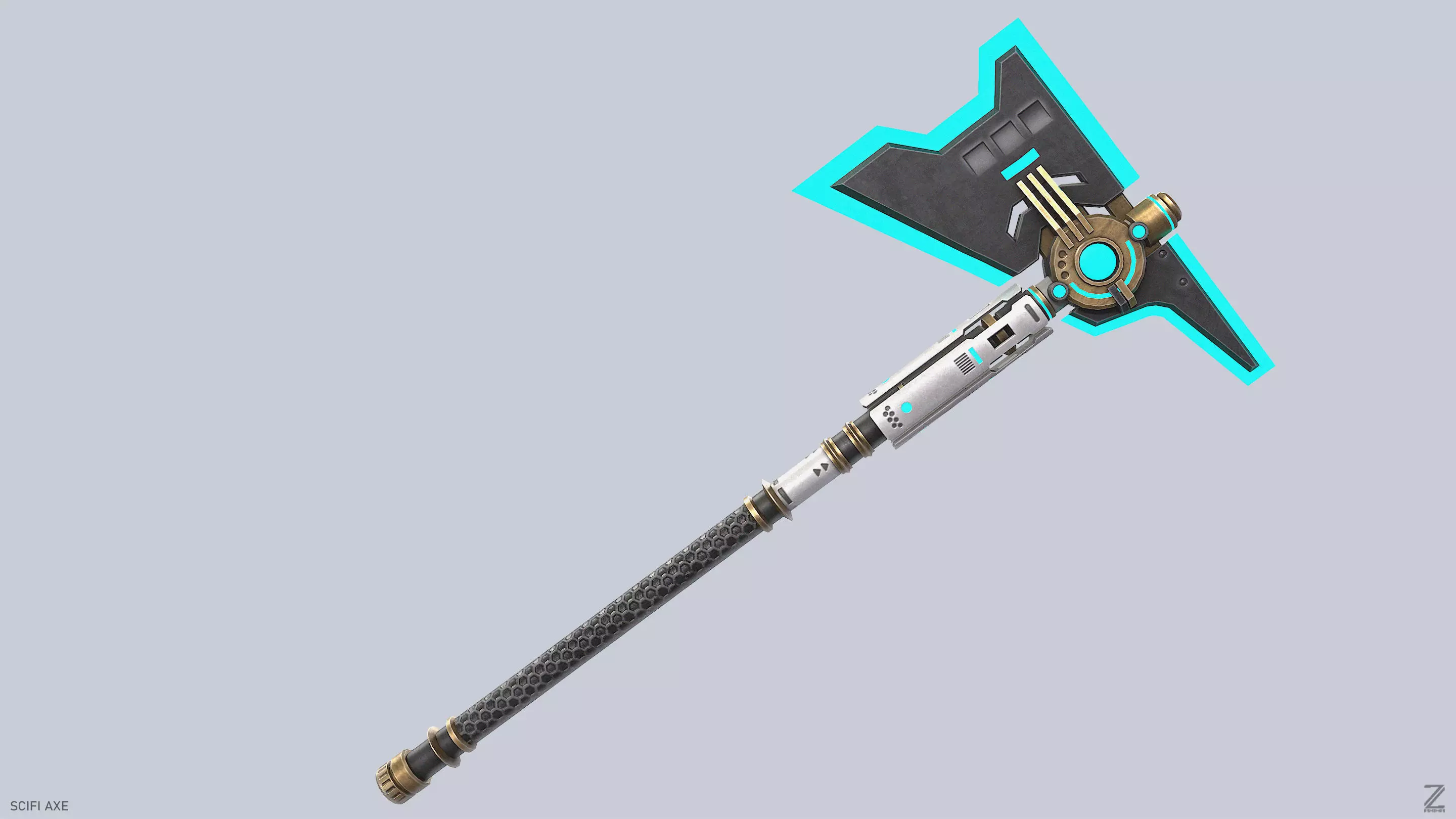 Scifi axe Low-poly 3D model_2