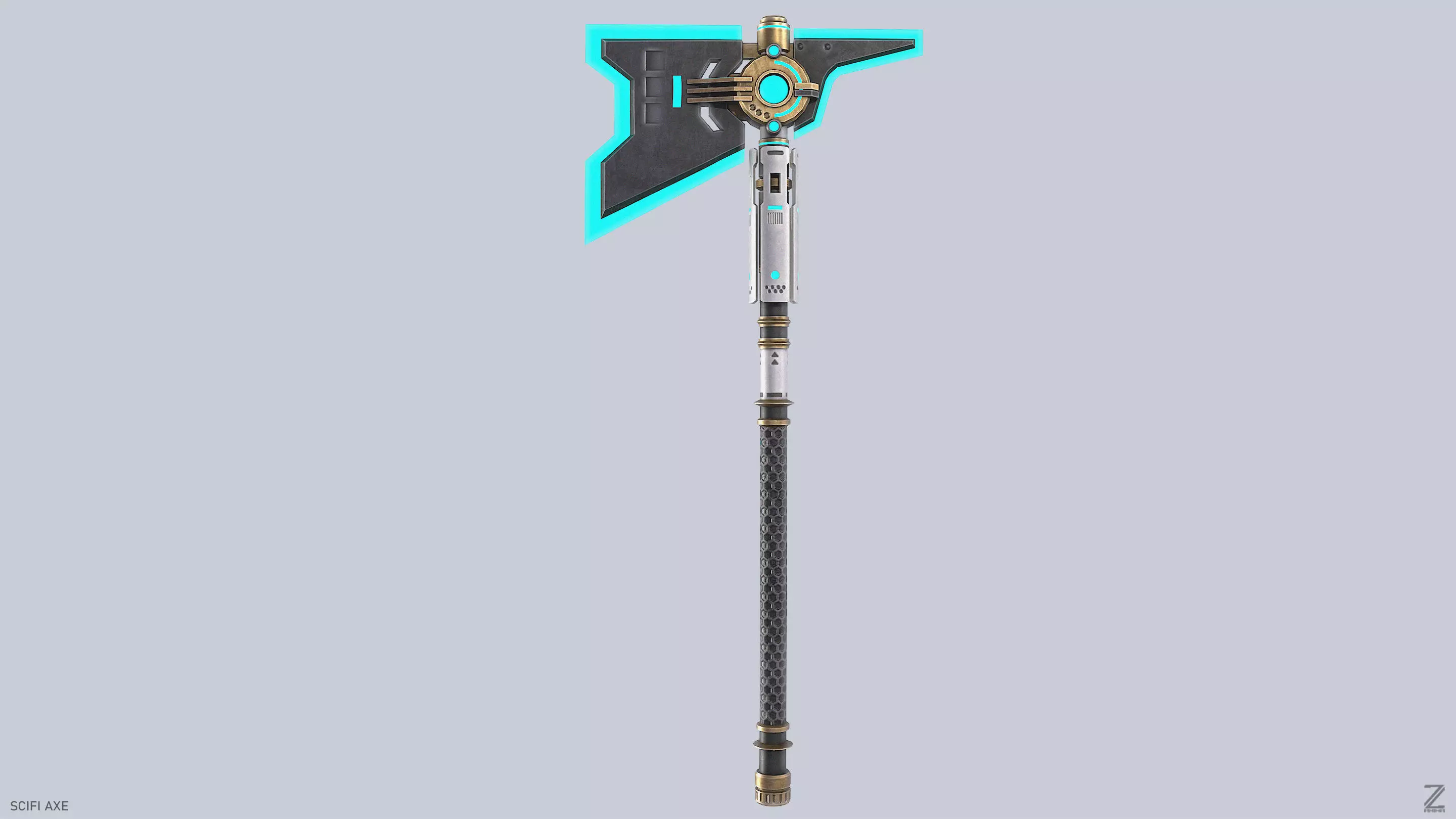 Scifi axe Low-poly 3D model_4