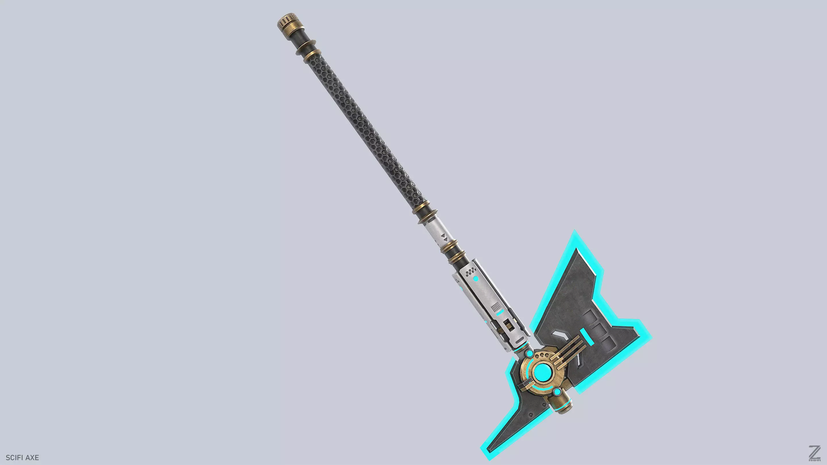 Scifi axe Low-poly 3D model_6