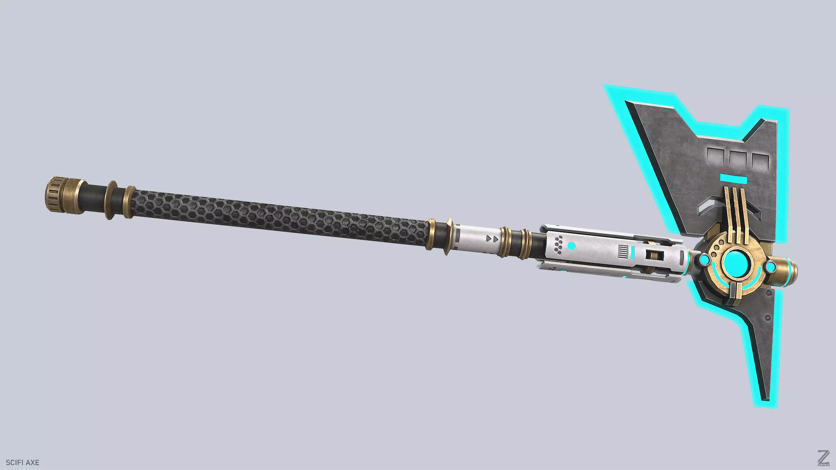Scifi axe Low-poly 3D model_7