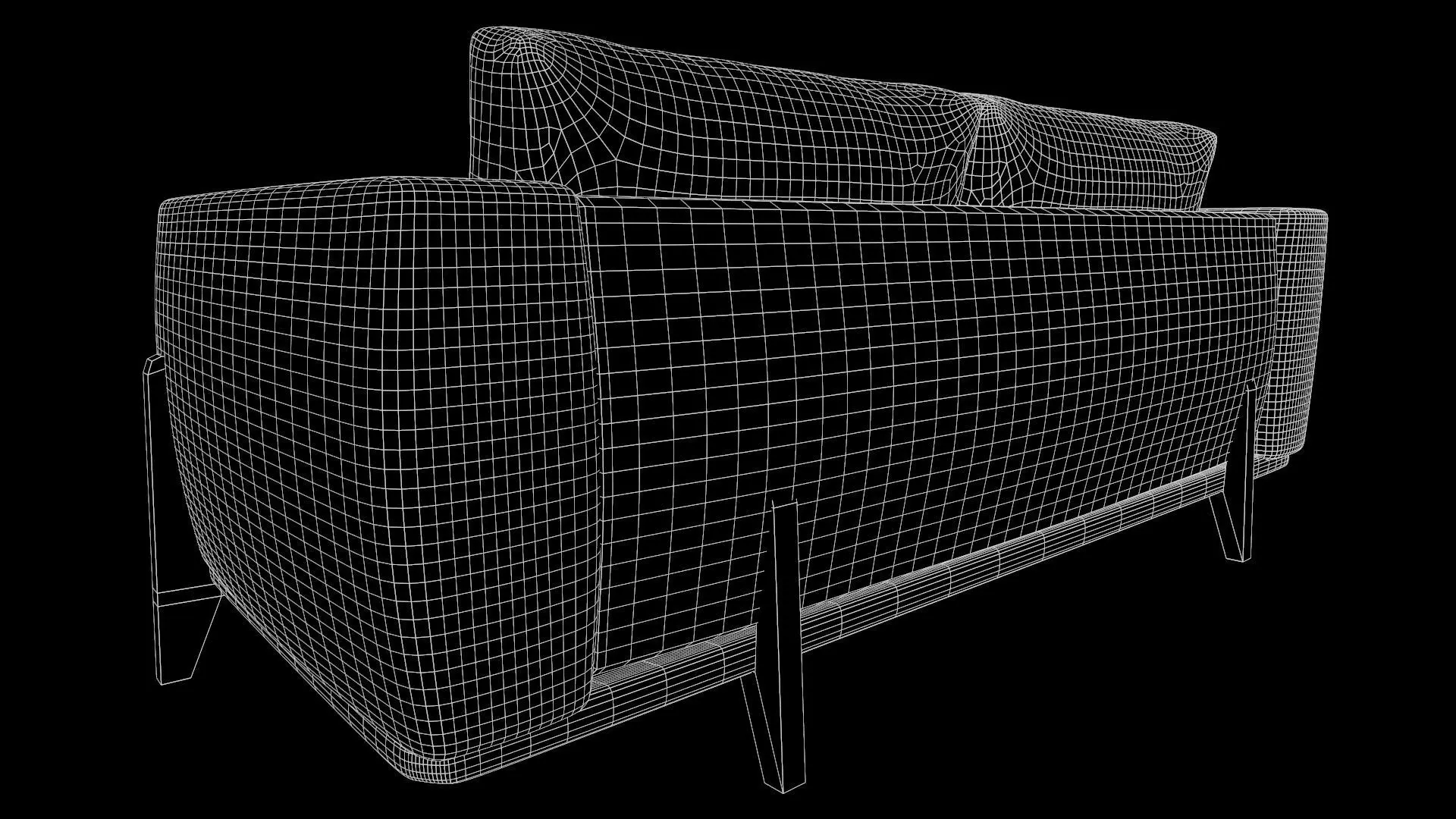 Sofa 2 Seater Leather Low-poly 3D model_8