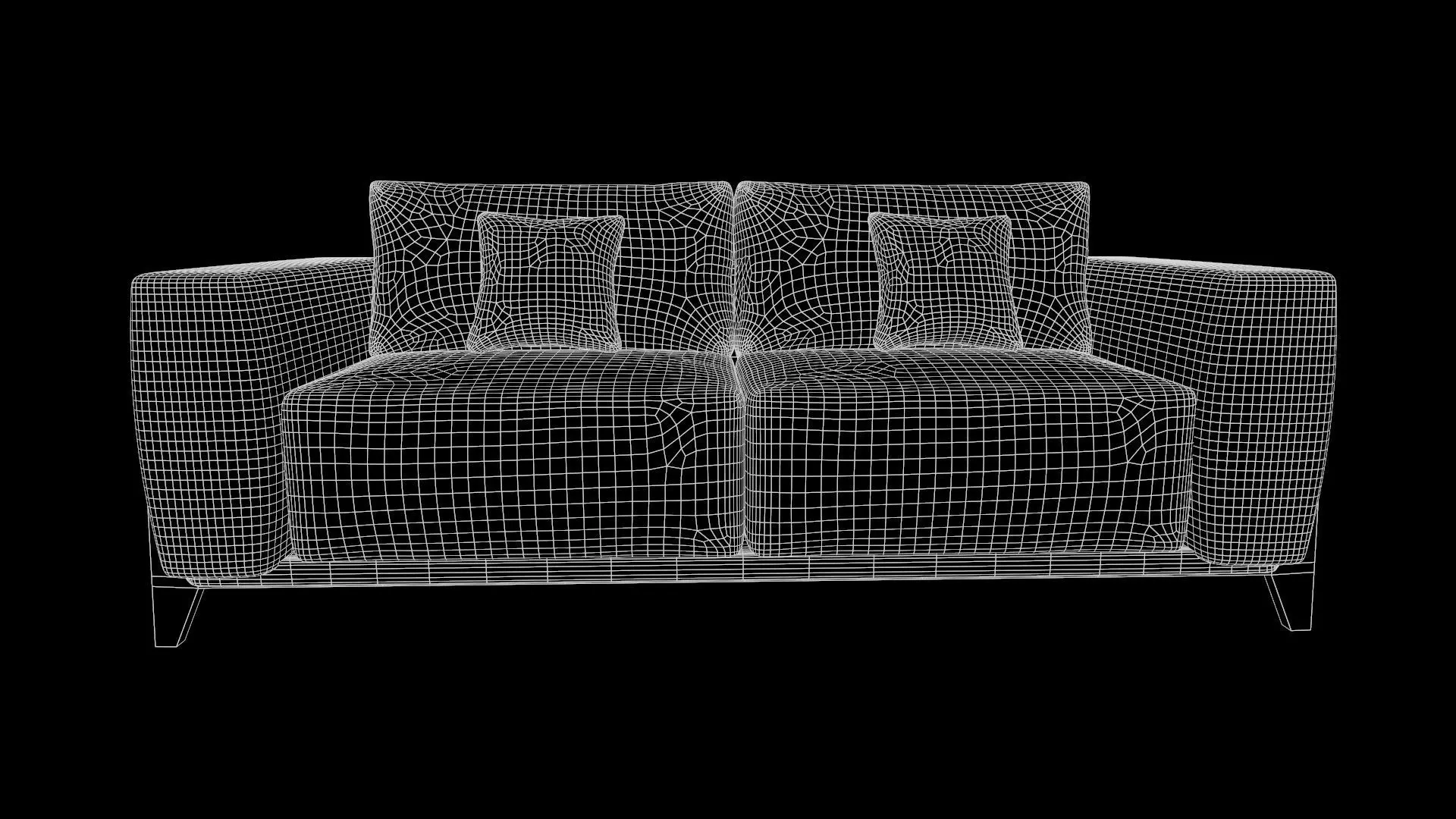 Sofa 2 Seater Leather Low-poly 3D model_10