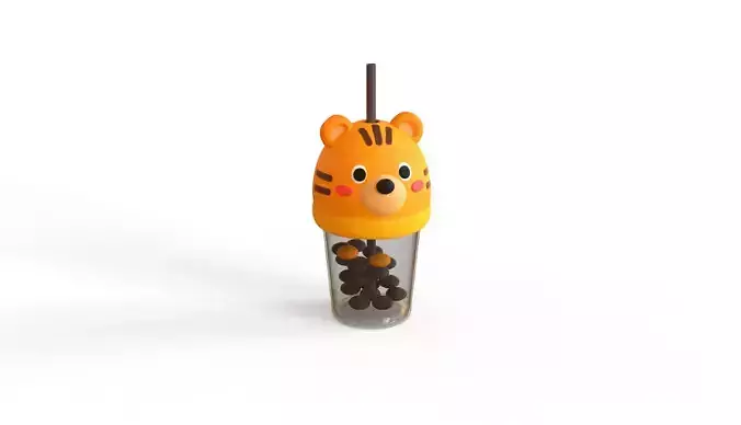 Low-Poly Tiger Bubble Tea 02