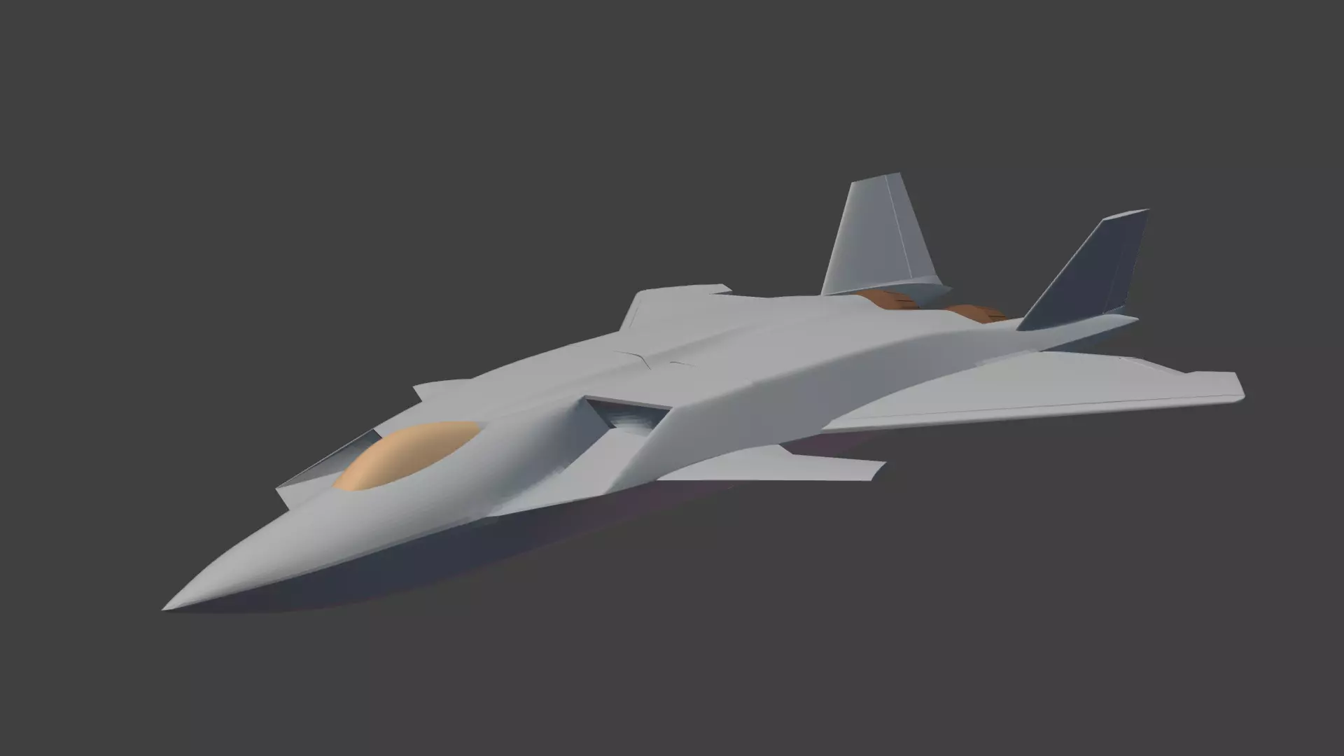 Asymmetrical stealth fighter 3D print model