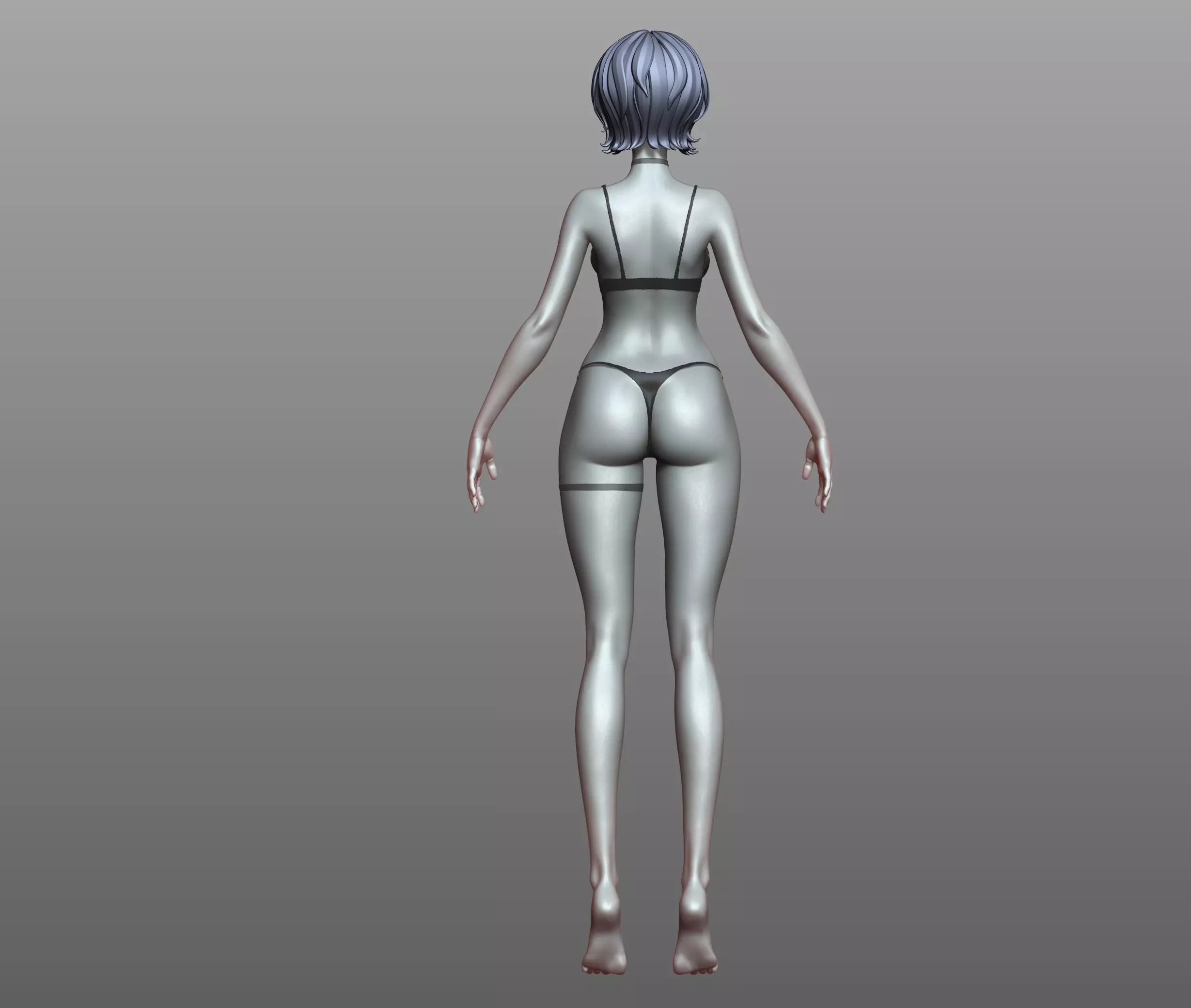 v3 Highpoly Lowpoly Fantasy anime girl Base female anatomy 3D model_17