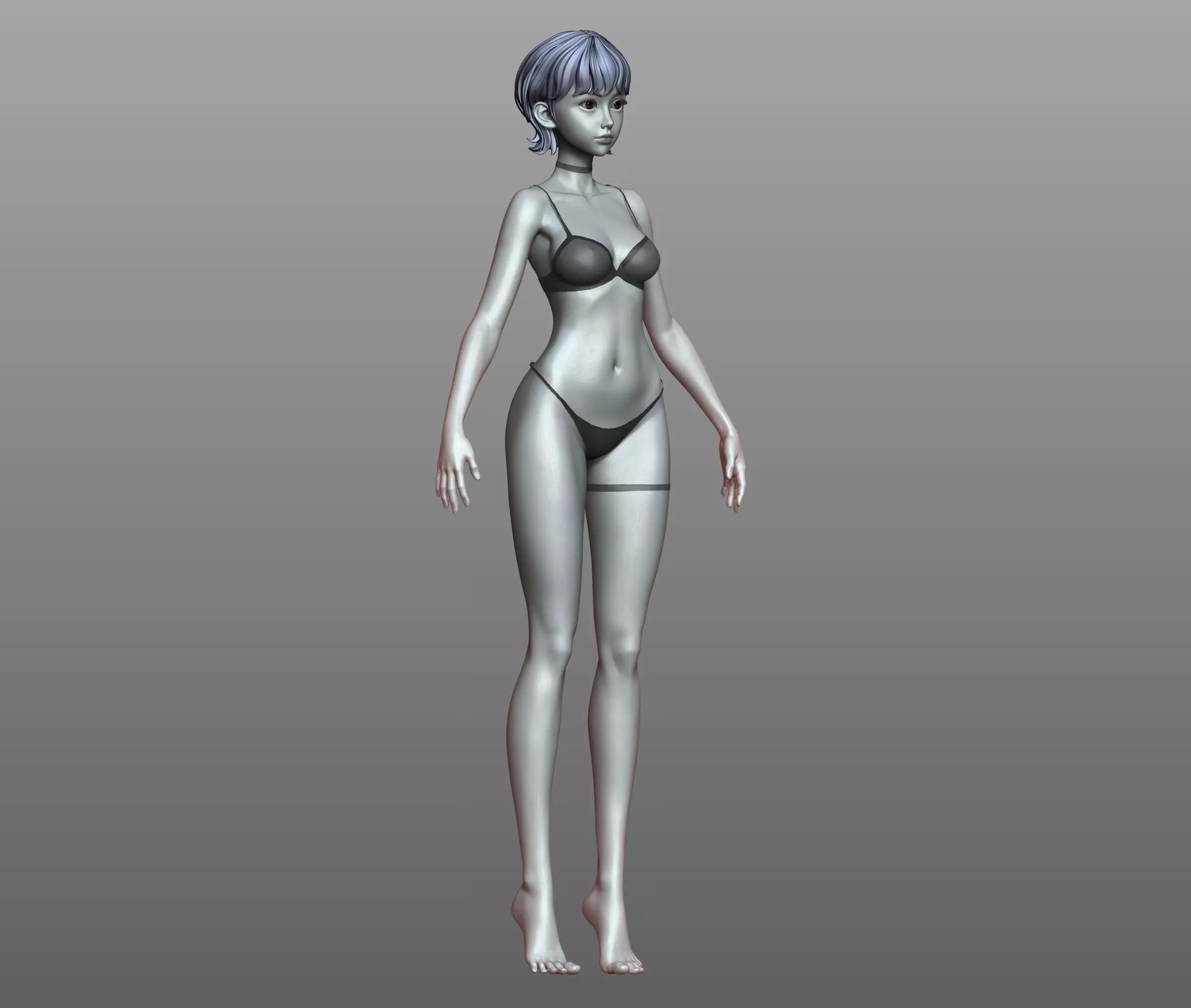 v3 Highpoly Lowpoly Fantasy anime girl Base female anatomy 3D model_12