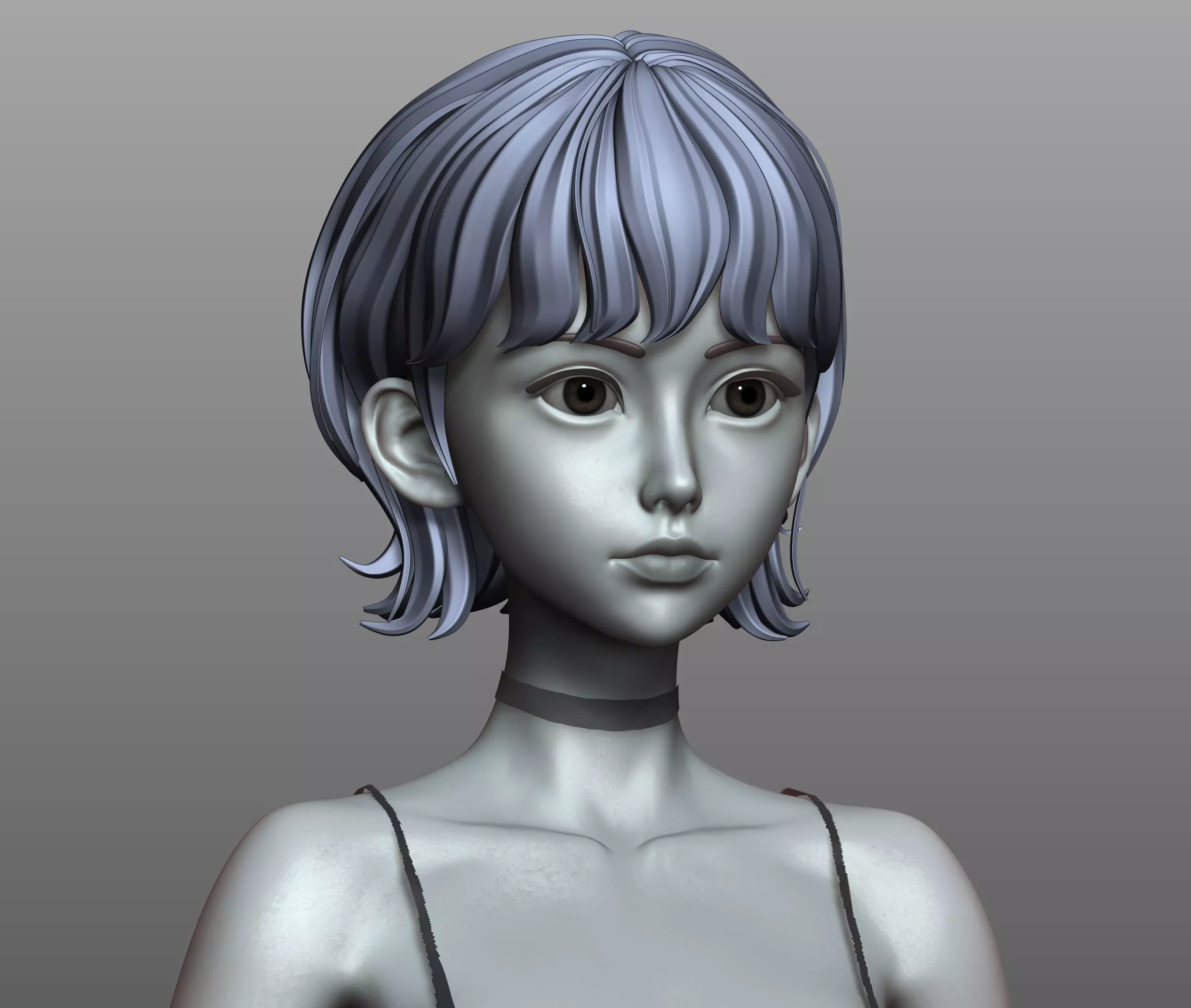 v3 Highpoly Lowpoly Fantasy anime girl Base female anatomy 3D model_9