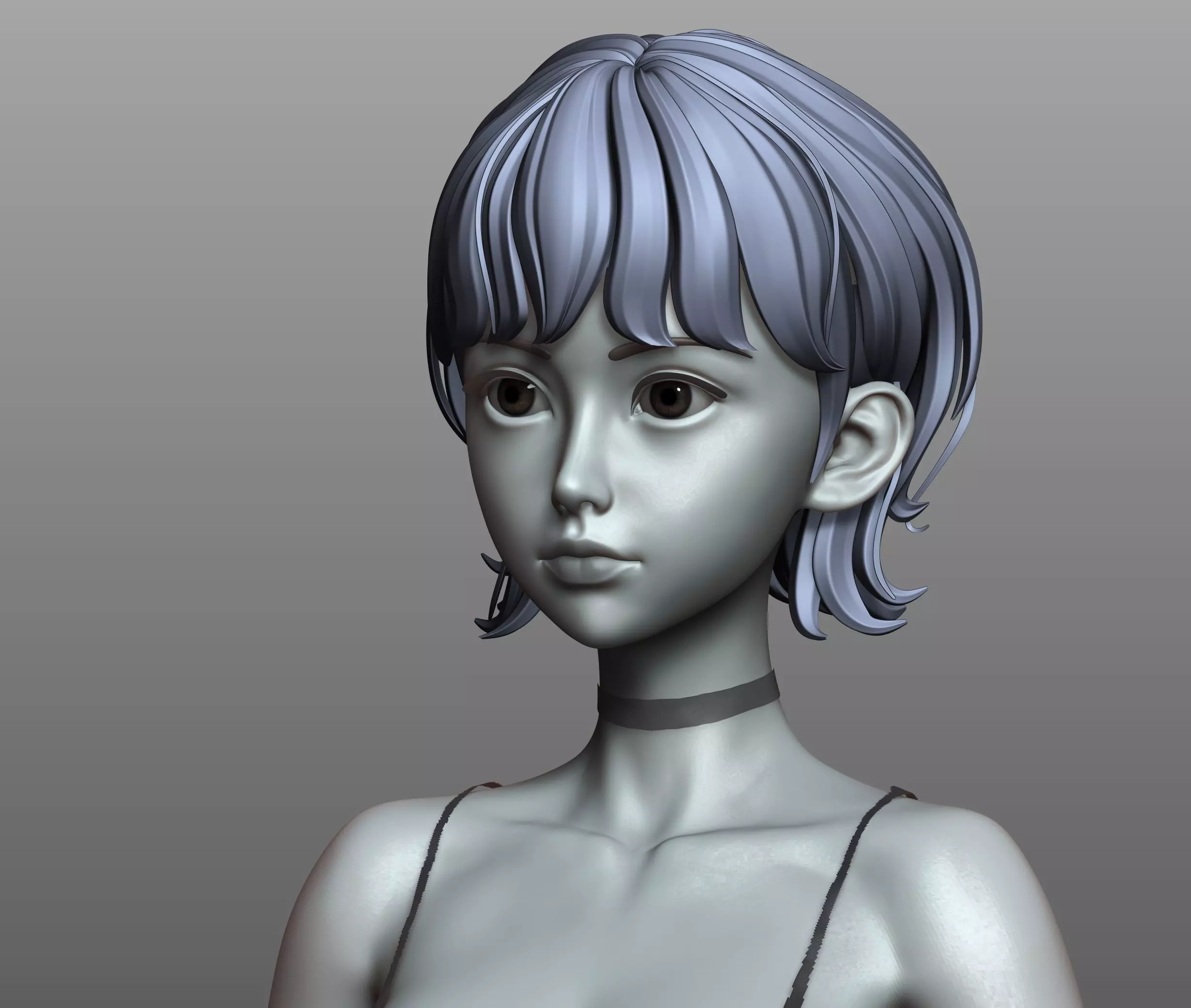 v3 Highpoly Lowpoly Fantasy anime girl Base female anatomy 3D model_4