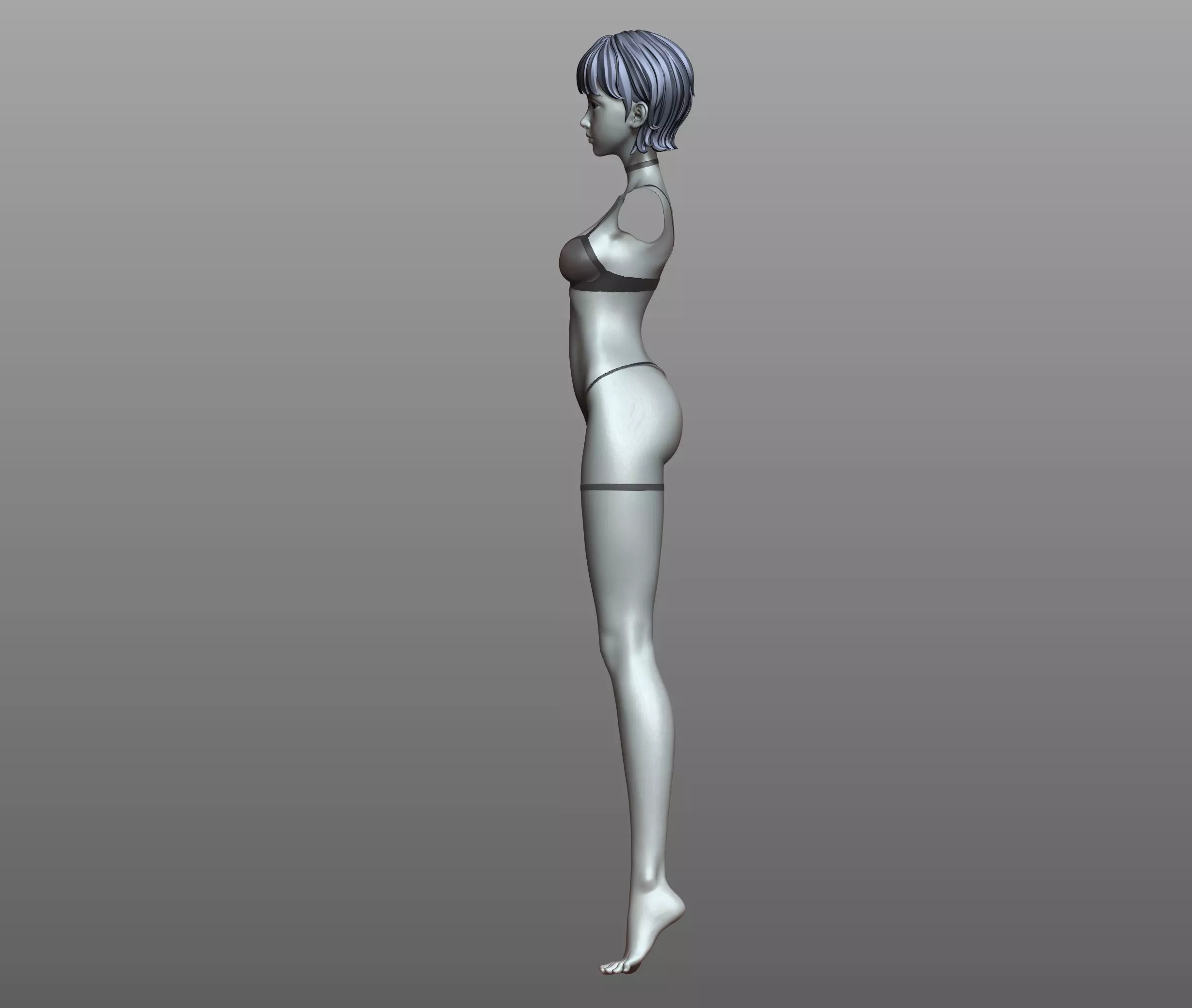 v3 Highpoly Lowpoly Fantasy anime girl Base female anatomy 3D model_15