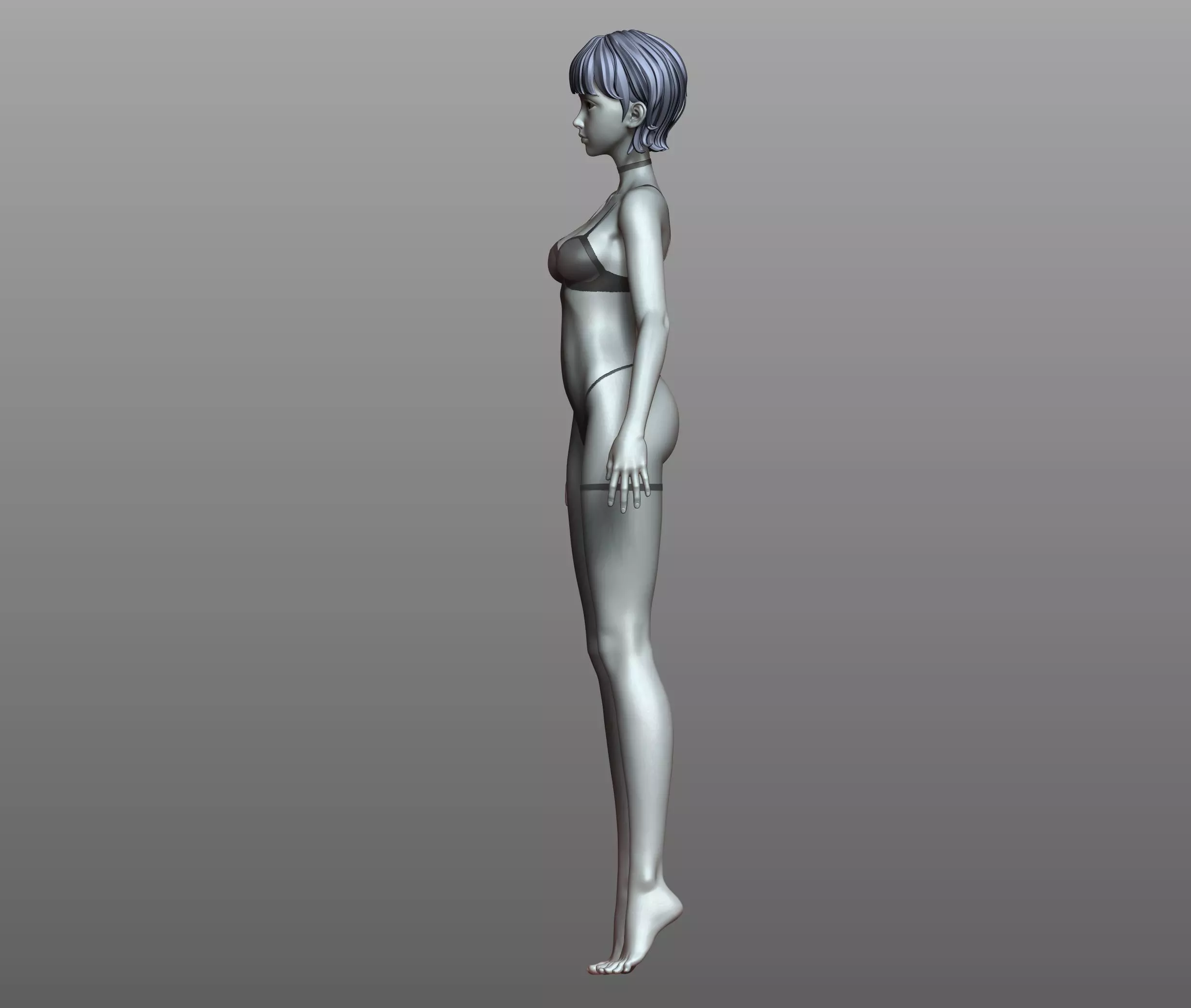 v3 Highpoly Lowpoly Fantasy anime girl Base female anatomy 3D model_14