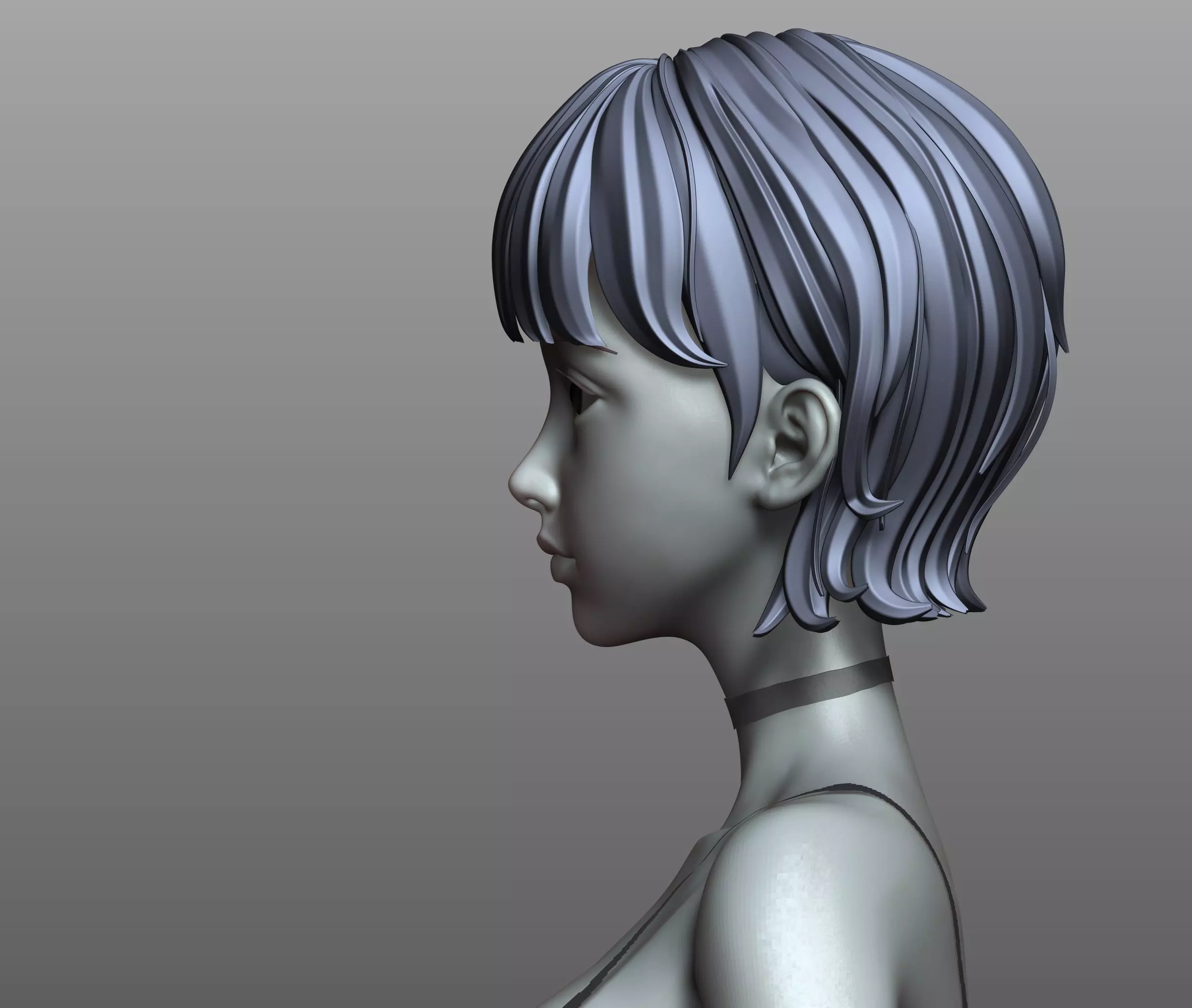 v3 Highpoly Lowpoly Fantasy anime girl Base female anatomy 3D model_6