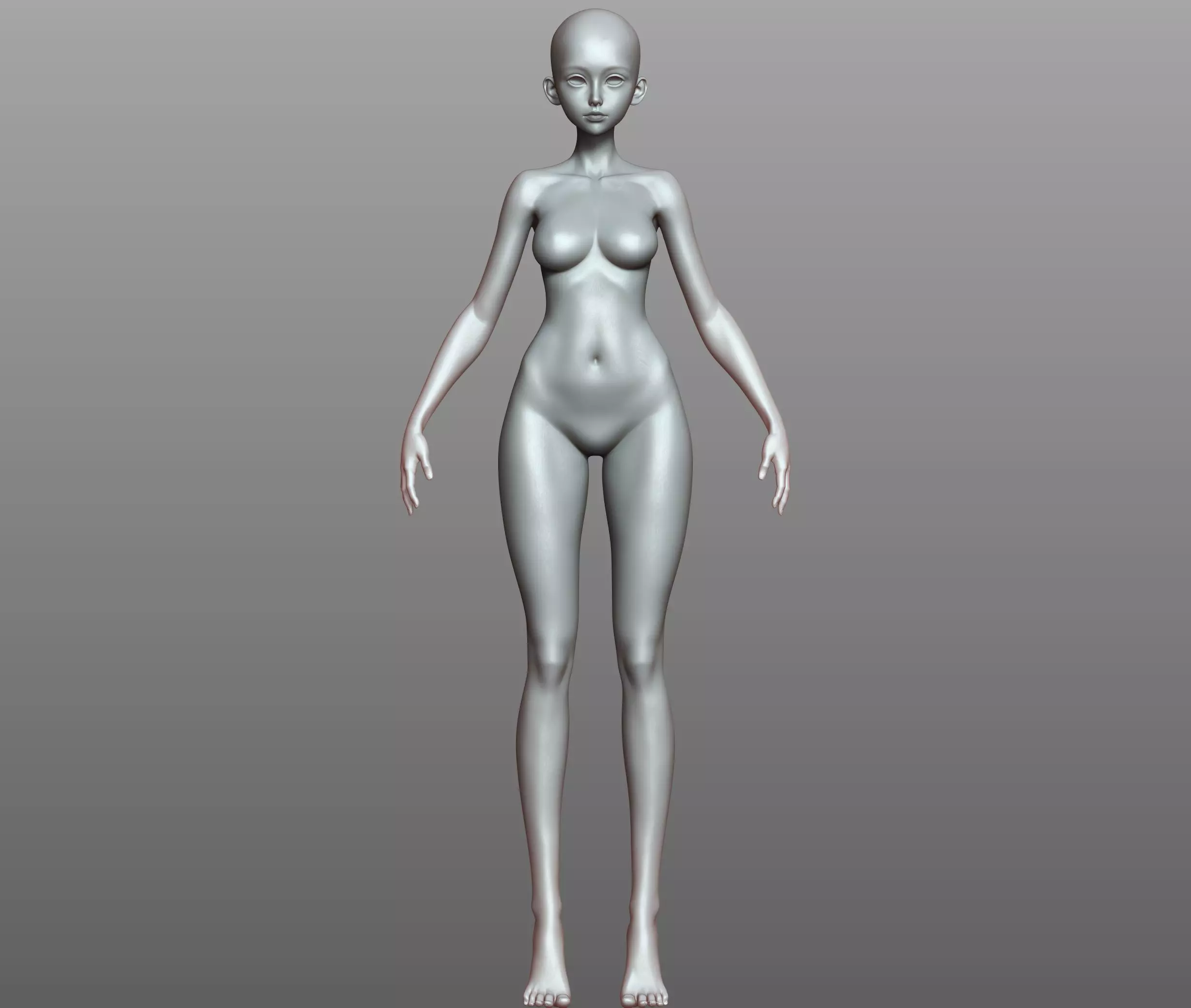 v3 Highpoly Lowpoly Fantasy anime girl Base female anatomy 3D model_10