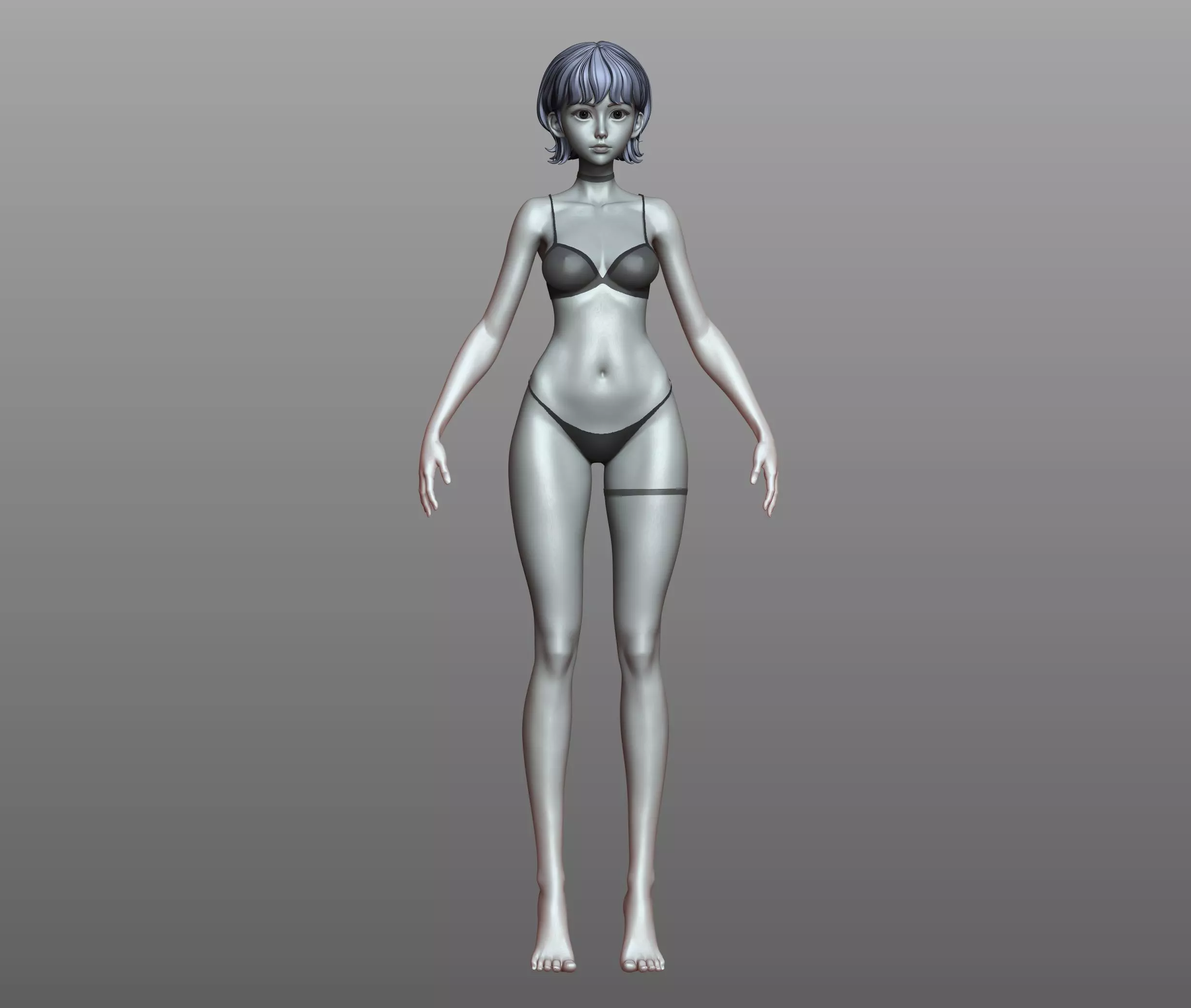 v3 Highpoly Lowpoly Fantasy anime girl Base female anatomy 3D model_11