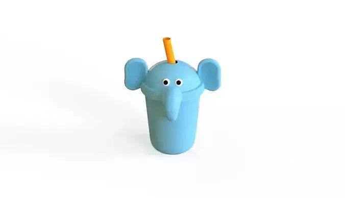 Low-Poly Elephant Bubble Tea 03  Low-poly 3D model