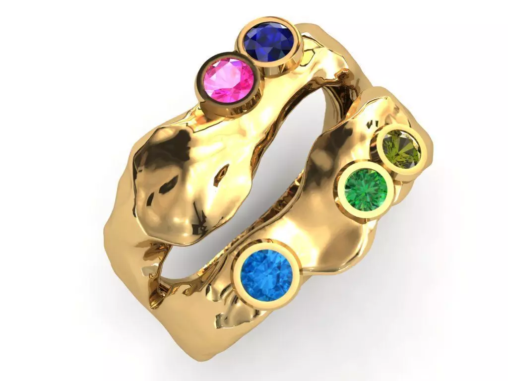 Colored Gemstone Ring- Stone Inspired Design 3D print model_2
