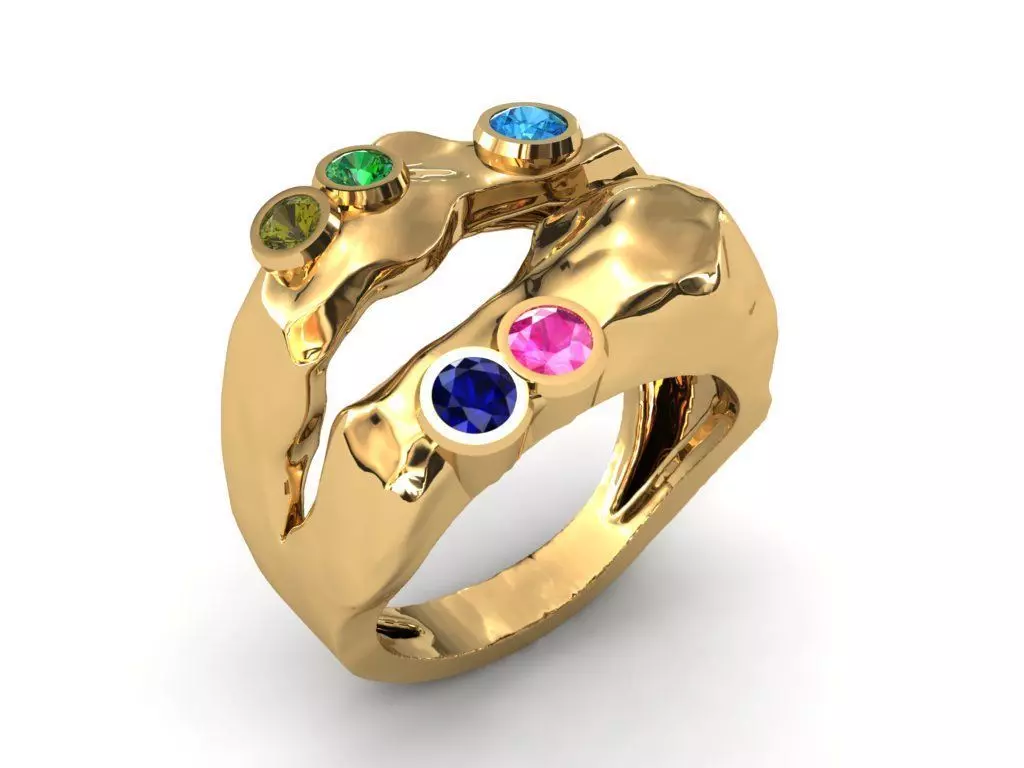 Colored Gemstone Ring- Stone Inspired Design 3D print model_1