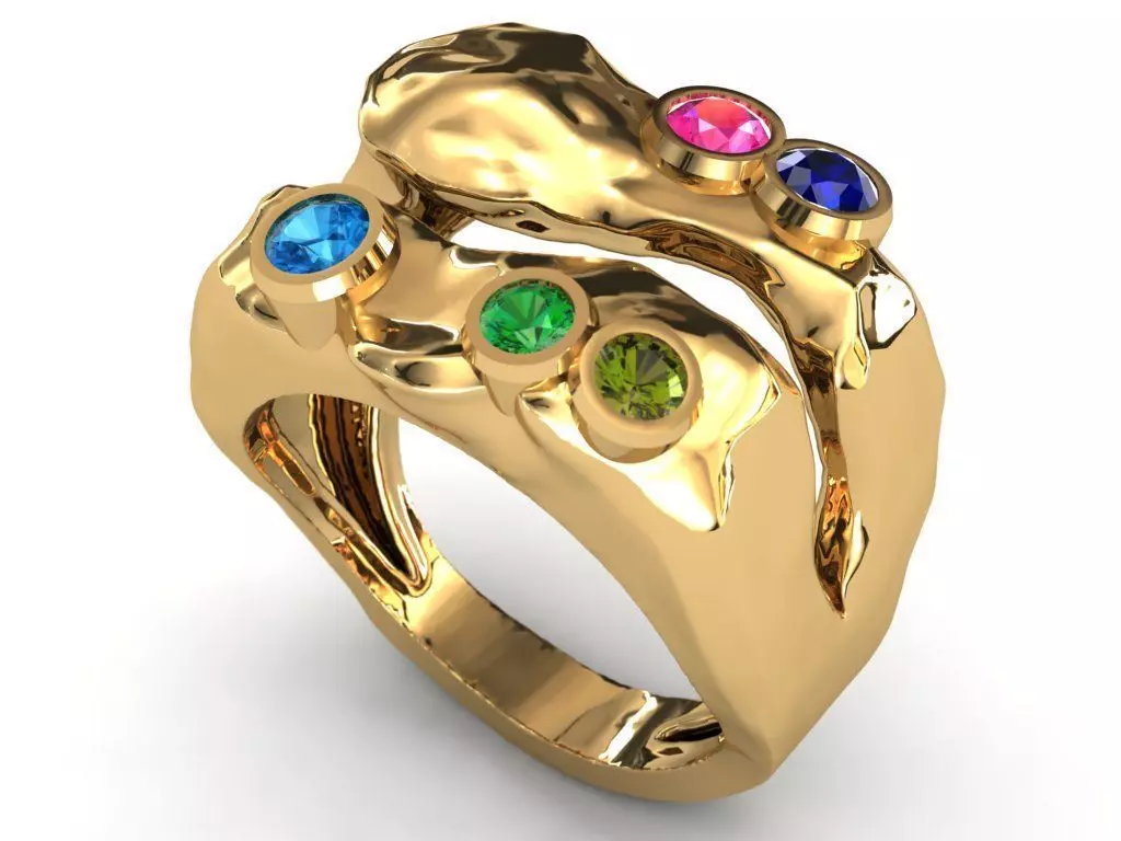 Colored Gemstone Ring- Stone Inspired Design 3D print model_0