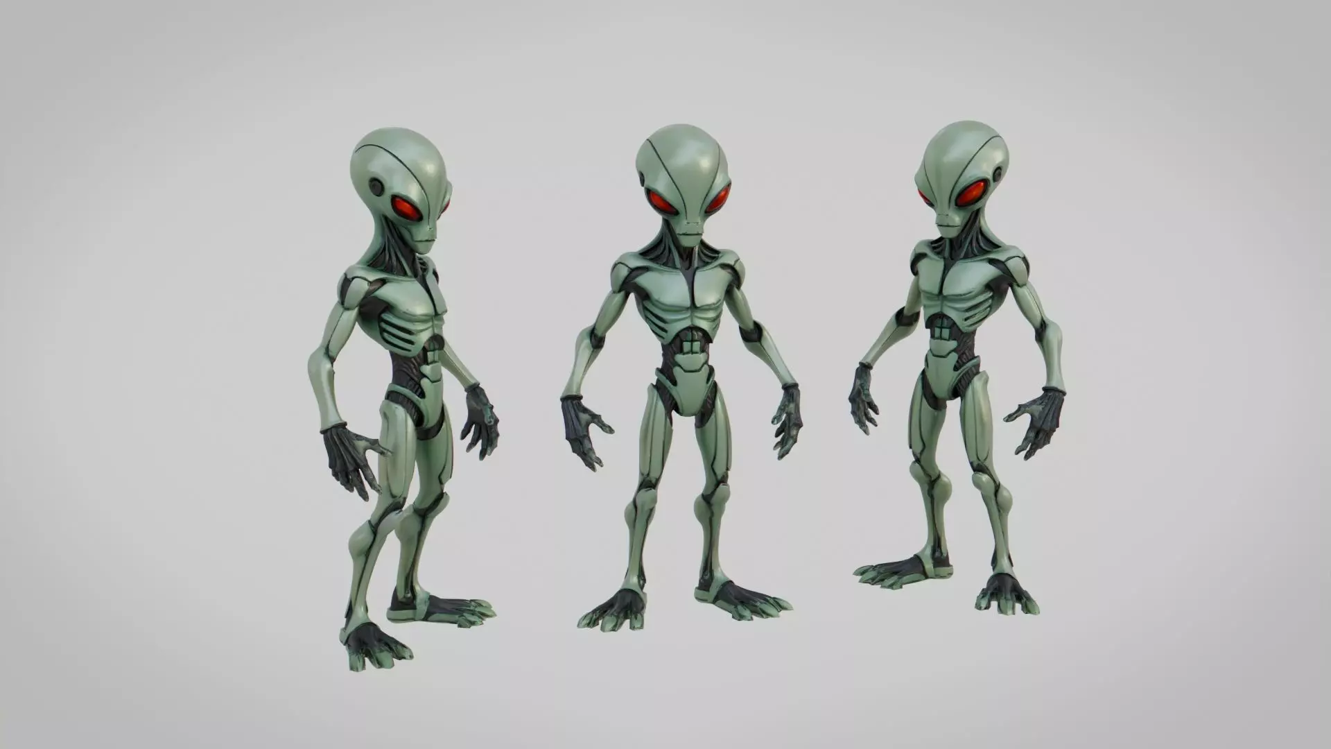 Alien Cyborg Rigged Low-poly 3D model_0