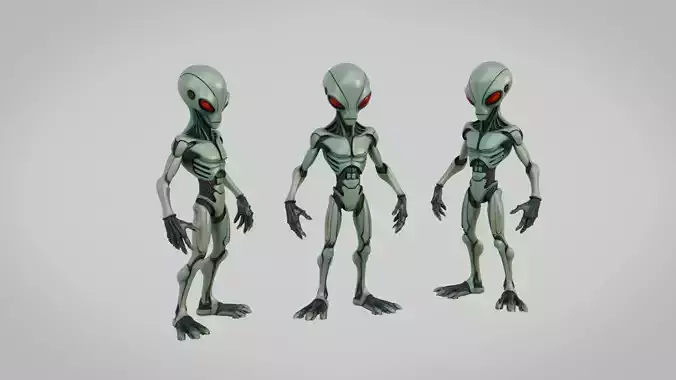 Alien Cyborg Rigged Low-poly 3D model Alien Cyborg Rigged Low-poly 3D model