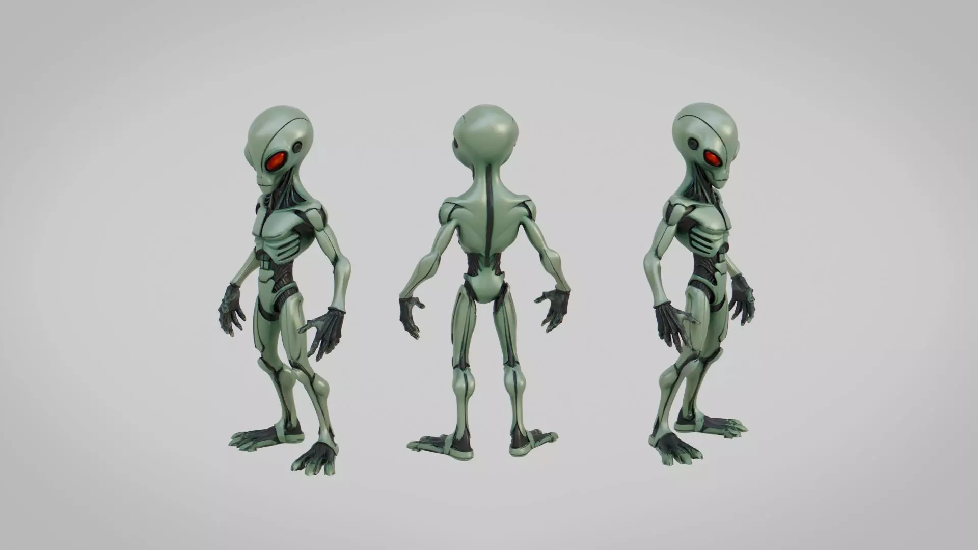 Alien Cyborg Rigged Low-poly 3D model_3